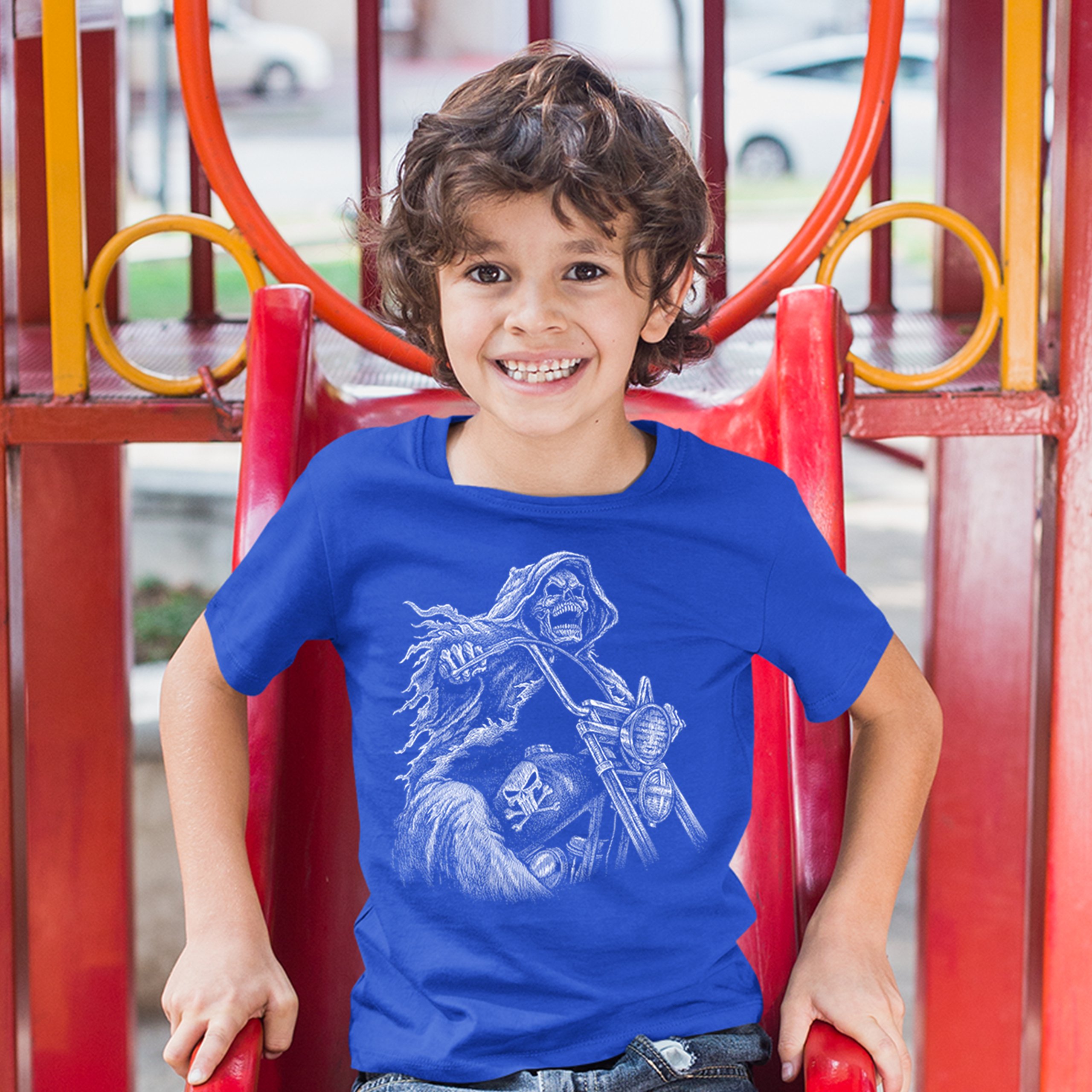 Reaper Biker Youth T-shirt Ride or Die Skeleton Biker Forever Motorcycle Kids - Picture 17 of 17