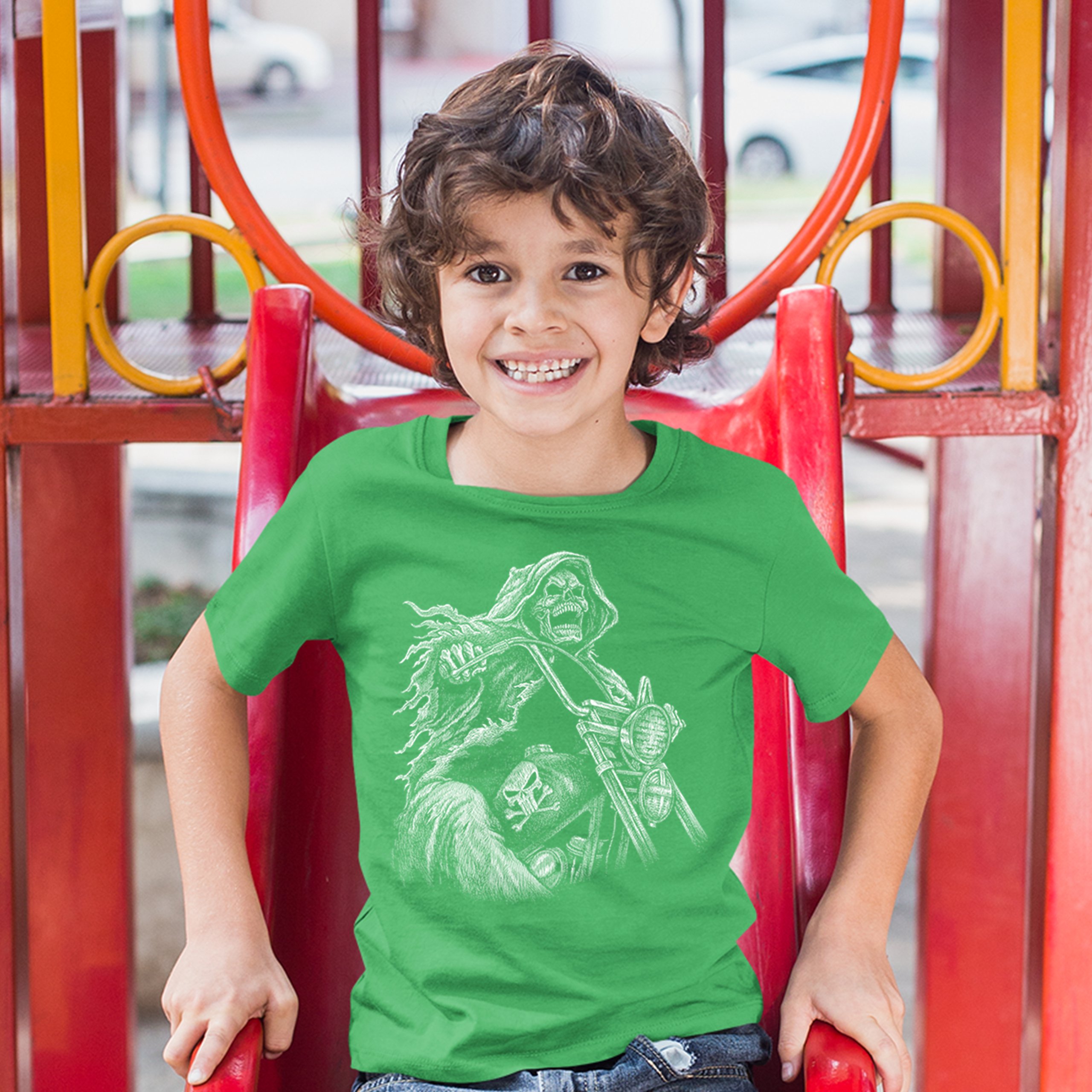 Reaper Biker Youth T-shirt Ride or Die Skeleton Biker Forever Motorcycle Kids - Picture 13 of 17