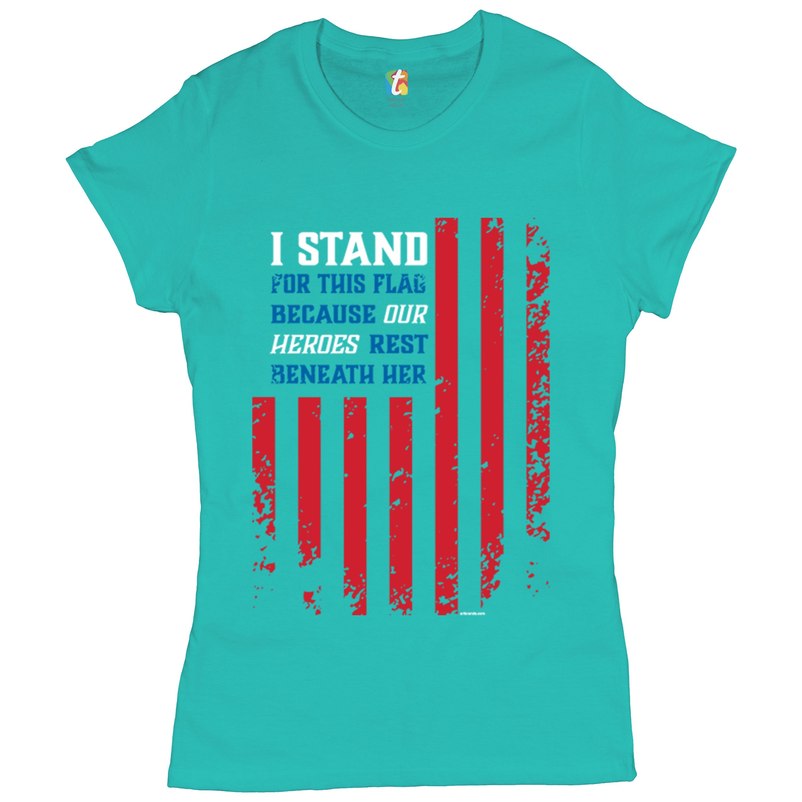 I Stand for this Flag T-Shirt Patriotic Veteran's Day American Flag Women's Tee - Picture 10 of 17