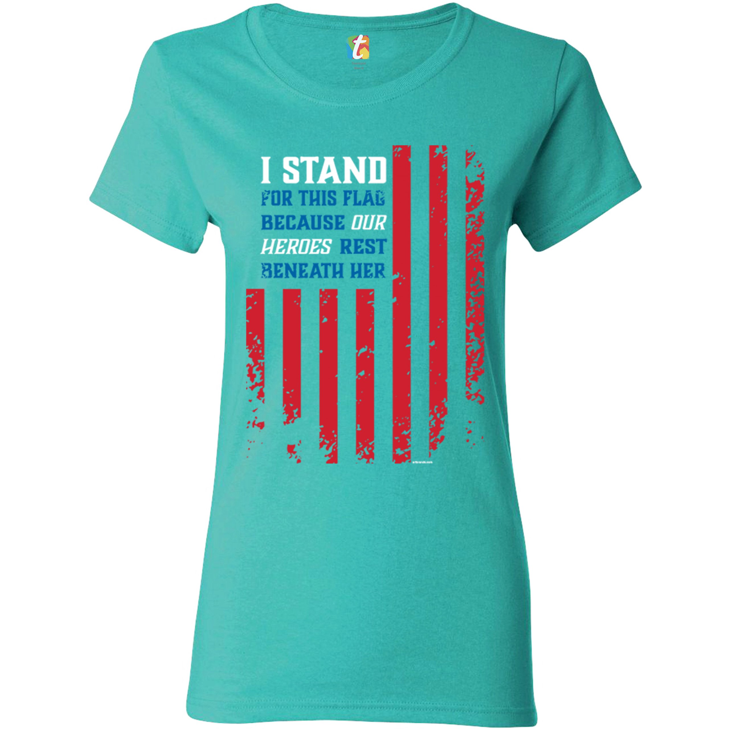 I Stand for this Flag T-Shirt Patriotic Veteran's Day American Flag Women's Tee - Picture 11 of 17