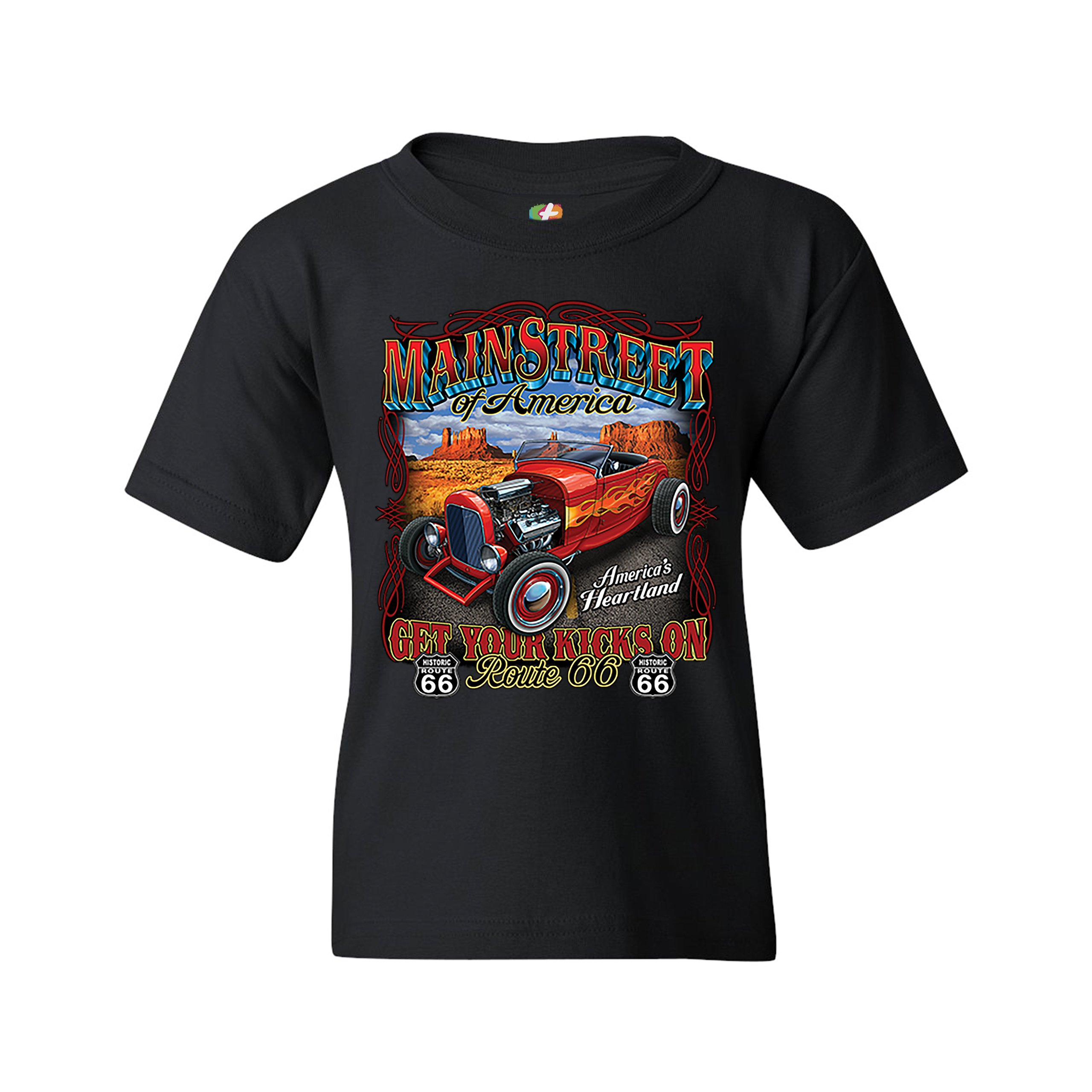 Main Street of America Youth T-shirt America's Heartland Route 66 Hot Rod Kids - Picture 3 of 29