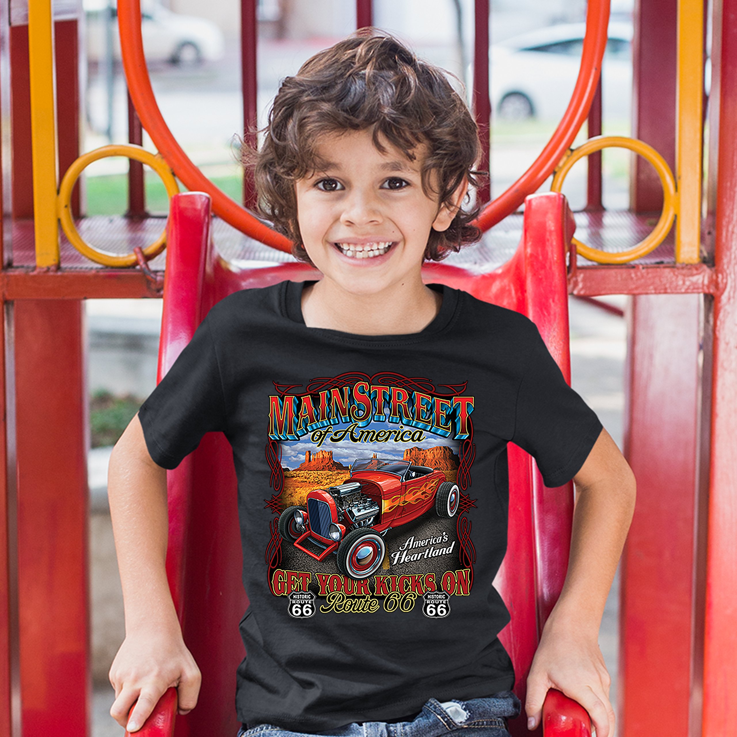 Main Street of America Youth T-shirt America's Heartland Route 66 Hot Rod Kids - Picture 5 of 29