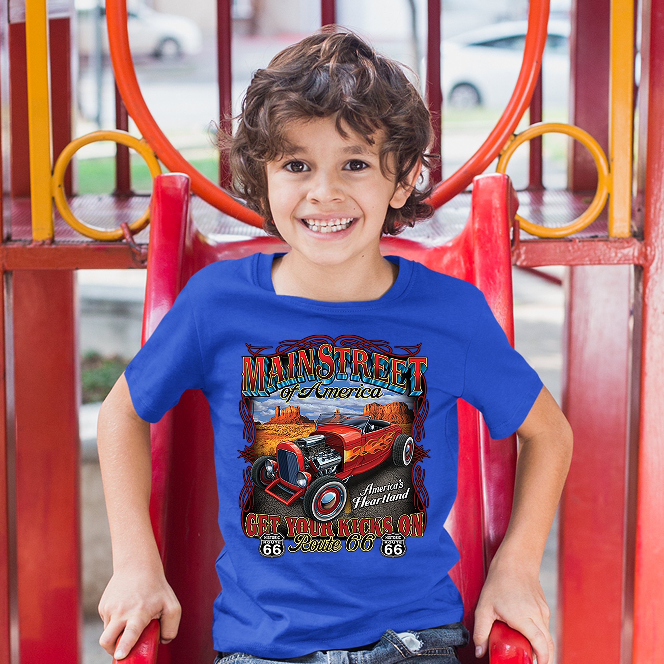 Main Street of America Youth T-shirt America's Heartland Route 66 Hot Rod Kids - Picture 25 of 29