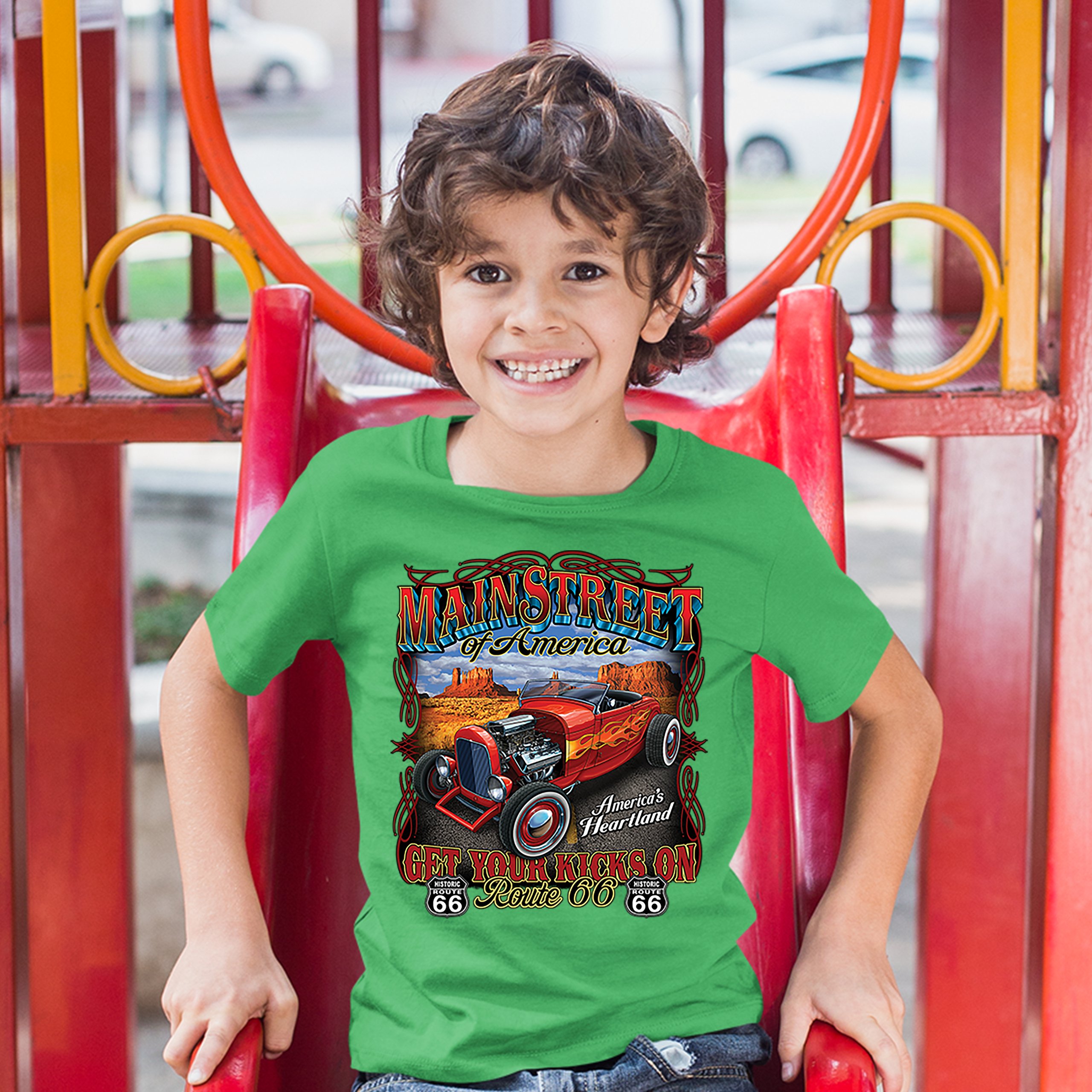 Main Street of America Youth T-shirt America's Heartland Route 66 Hot Rod Kids - Picture 21 of 29