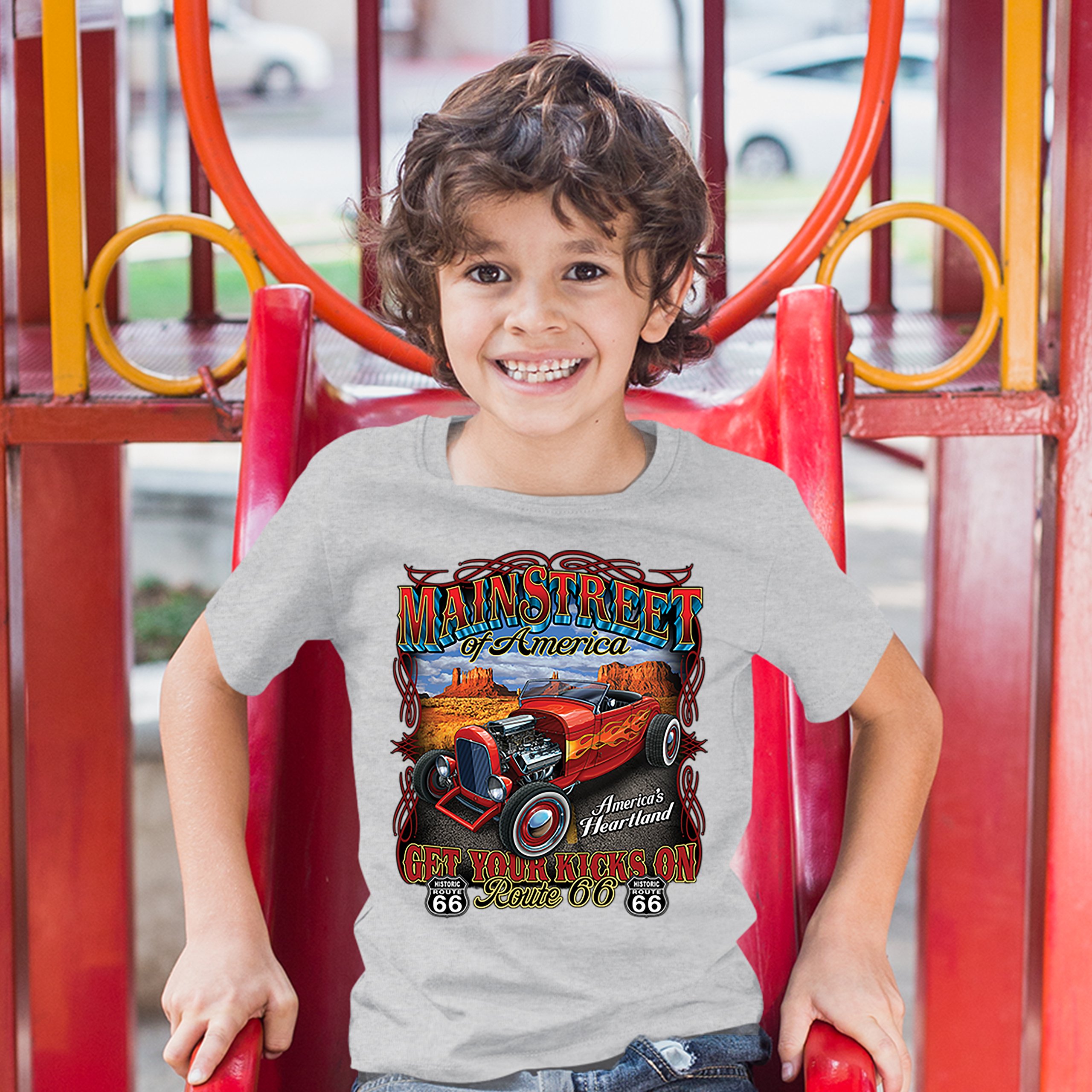 Main Street of America Youth T-shirt America's Heartland Route 66 Hot Rod Kids - Picture 9 of 29
