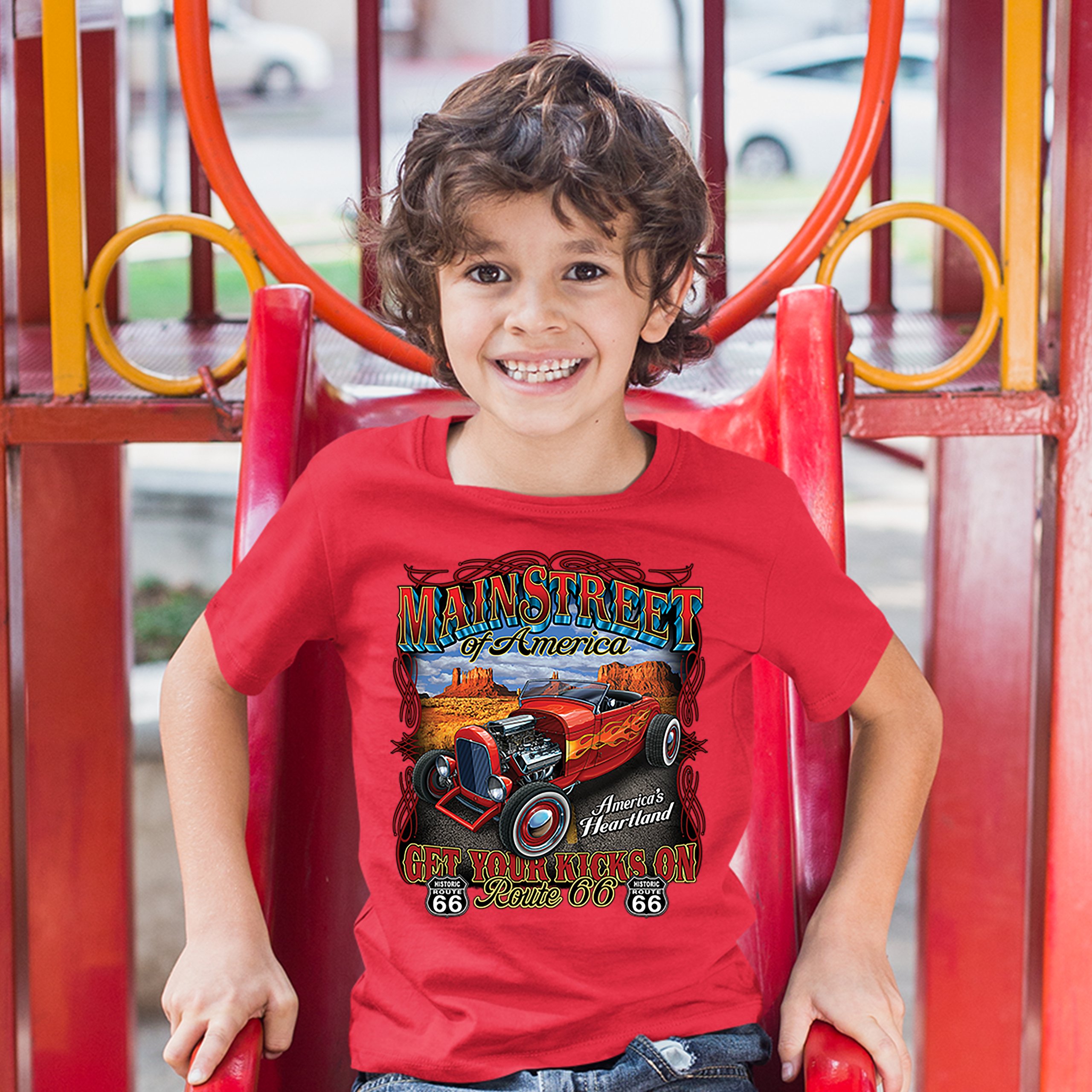 Main Street of America Youth T-shirt America's Heartland Route 66 Hot Rod Kids - Picture 13 of 29