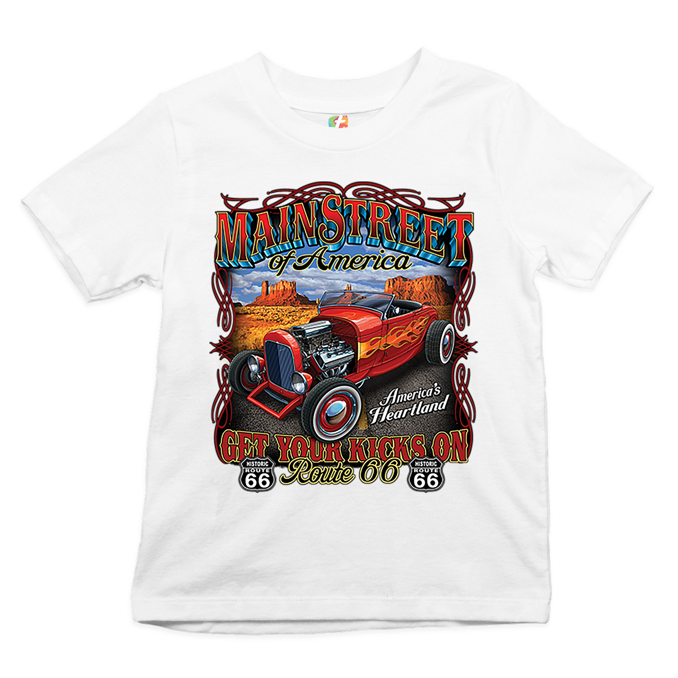 Main Street of America Youth T-shirt America's Heartland Route 66 Hot Rod Kids - Picture 14 of 29