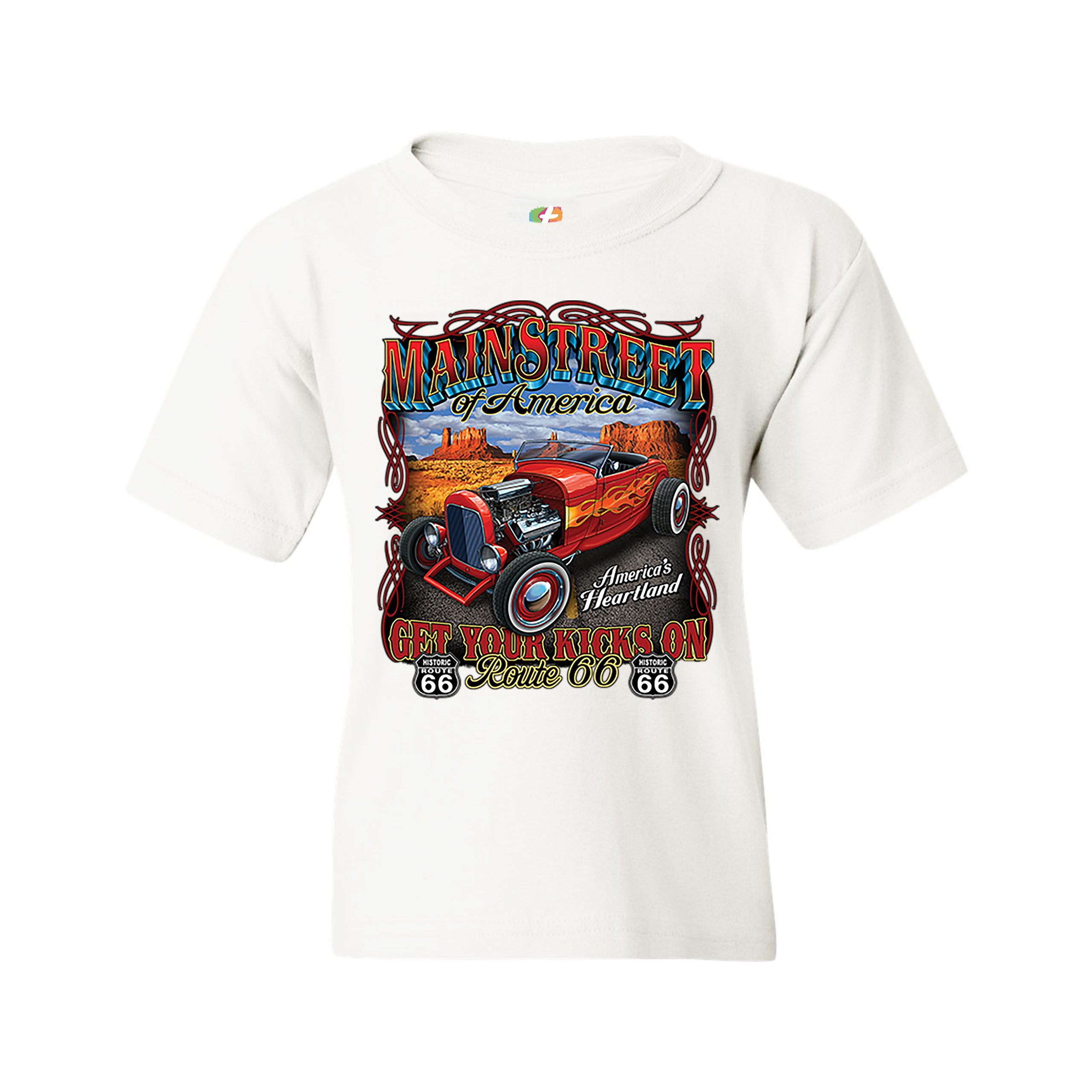 Main Street of America Youth T-shirt America's Heartland Route 66 Hot Rod Kids - Picture 15 of 29