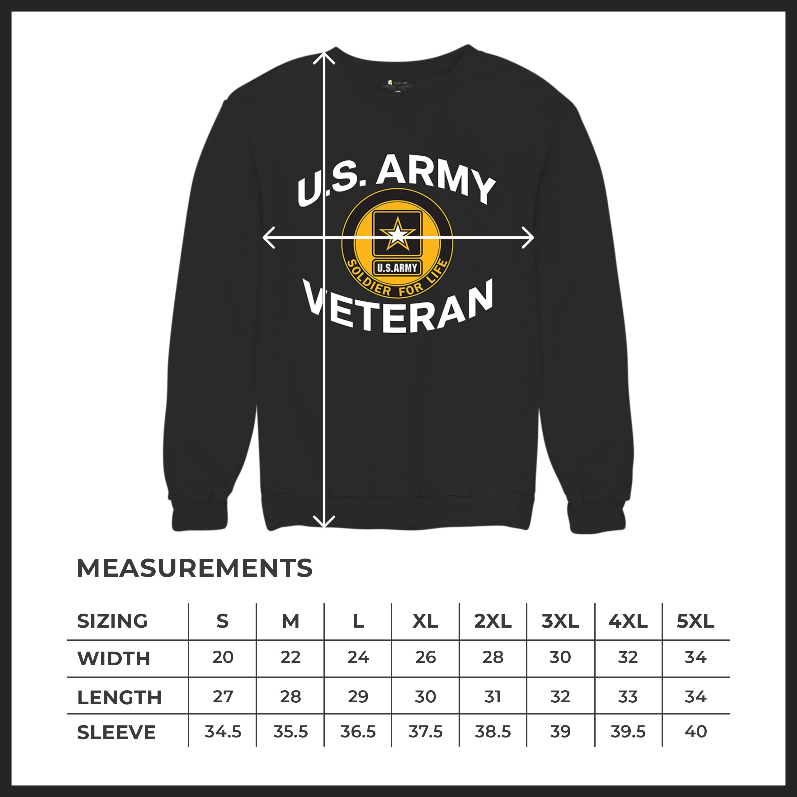 US Army Veteran Soldier For Life Sweatshirt Military DD 214 Patriotic Crewneck