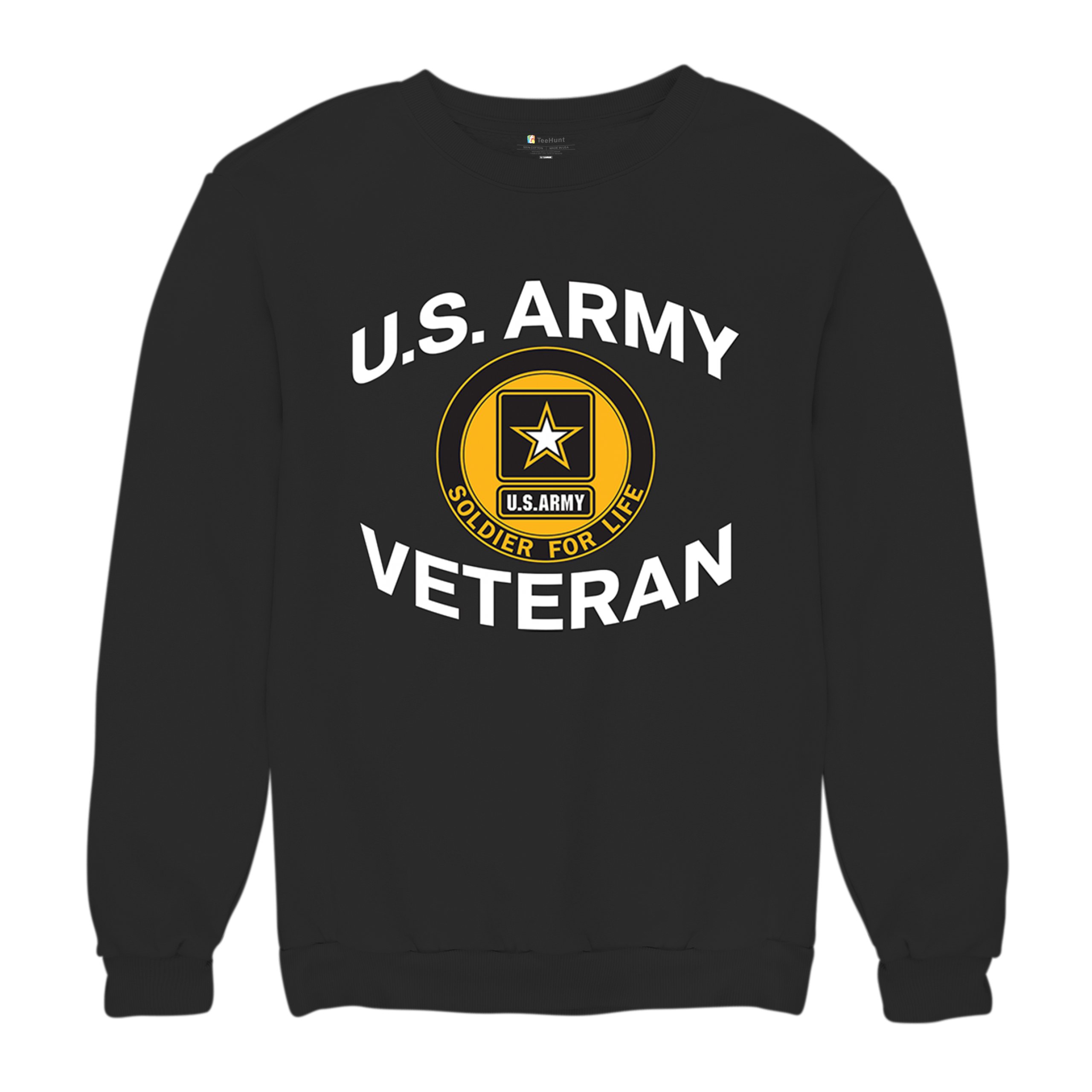 US Army Veteran Soldier For Life Sweatshirt Military DD 214 Patriotic Crewneck