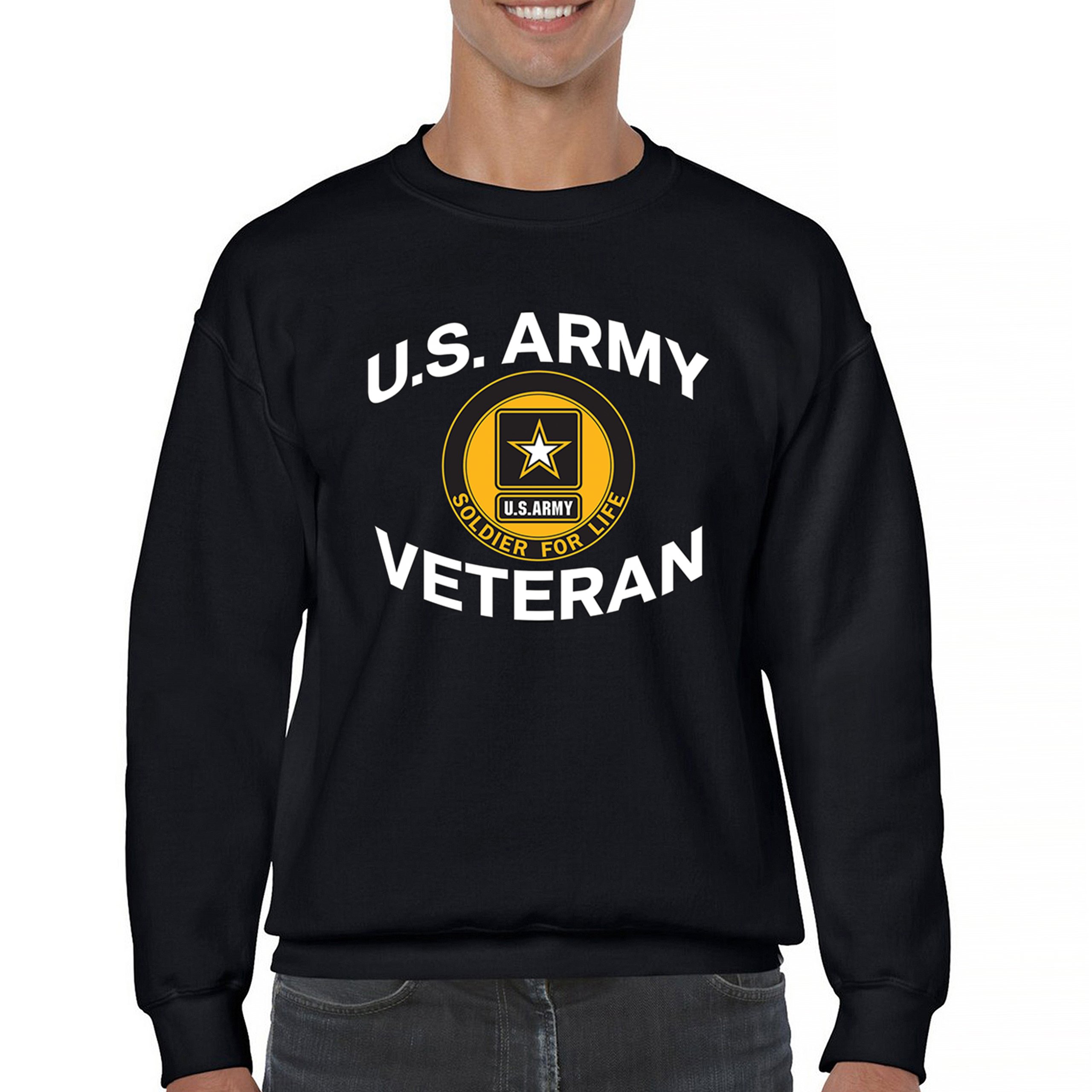 US Army Veteran Soldier For Life Sweatshirt Military DD 214 Patriotic Crewneck