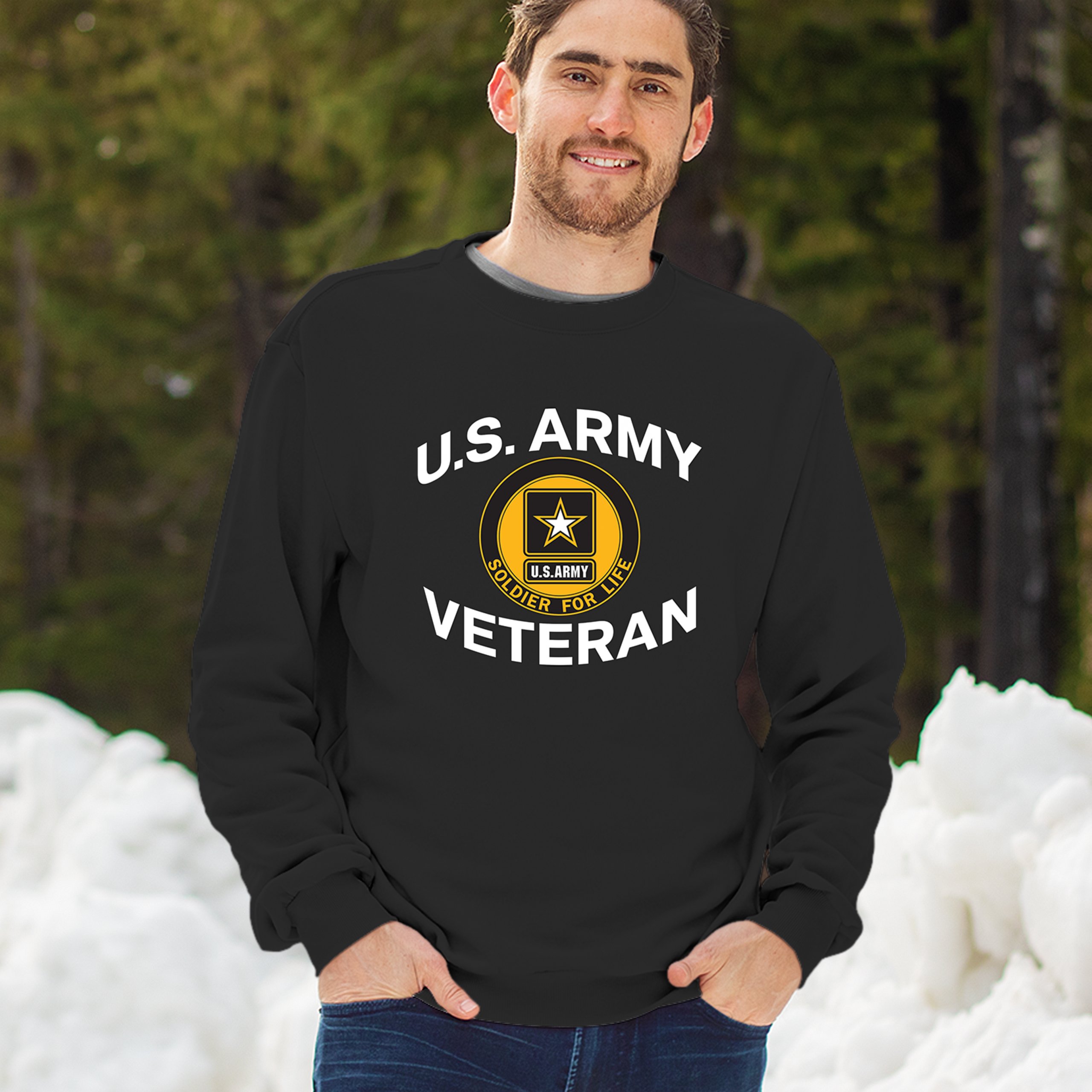 US Army Veteran Soldier For Life Sweatshirt Military DD 214 Patriotic Crewneck