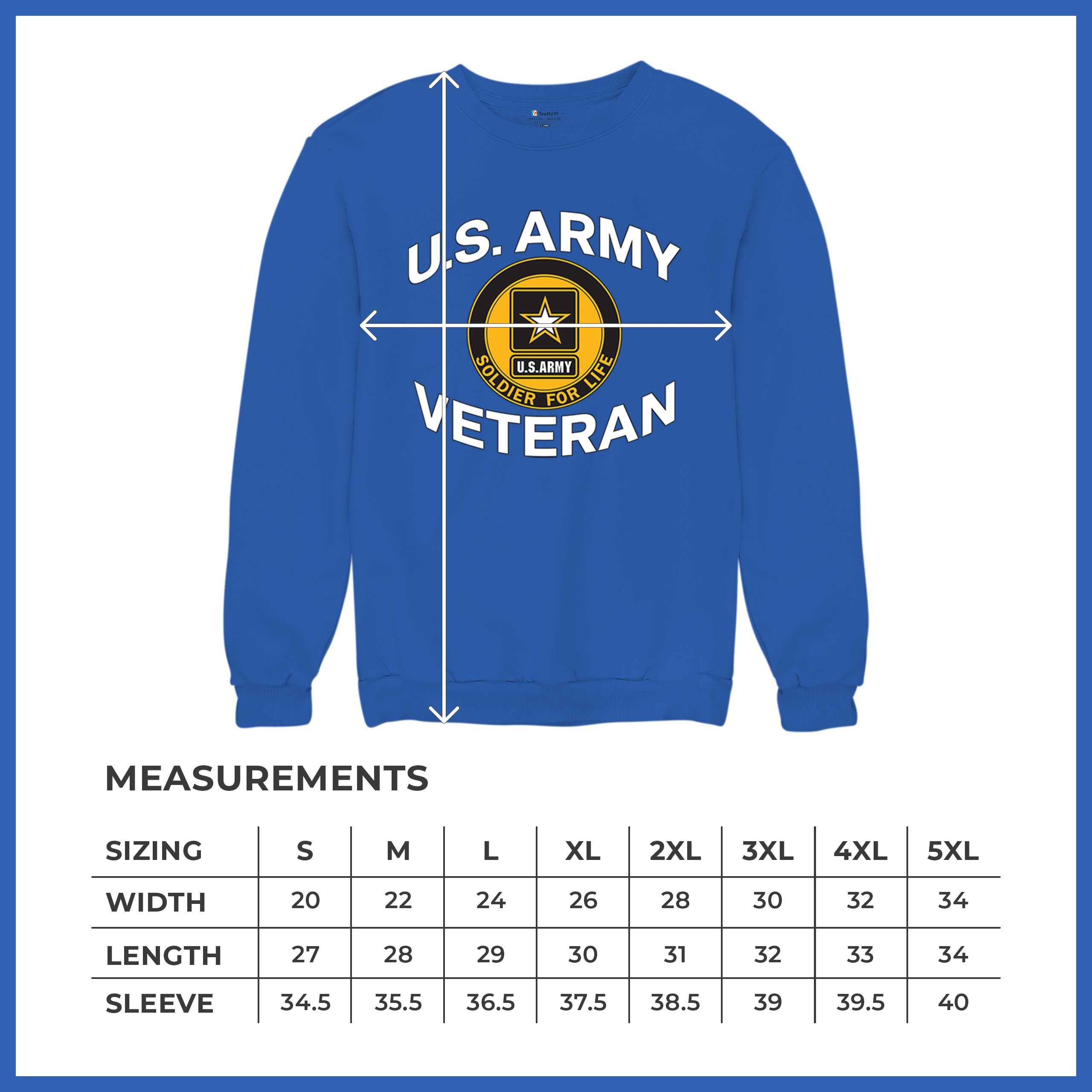 US Army Veteran Soldier For Life Sweatshirt Military DD 214 Patriotic Crewneck