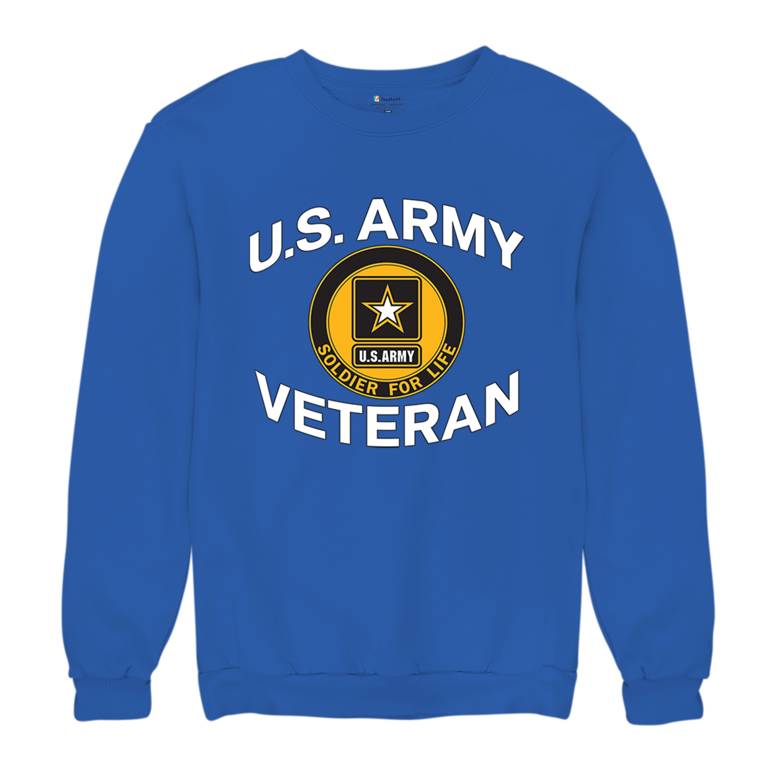 US Army Veteran Soldier For Life Sweatshirt Military DD 214 Patriotic Crewneck