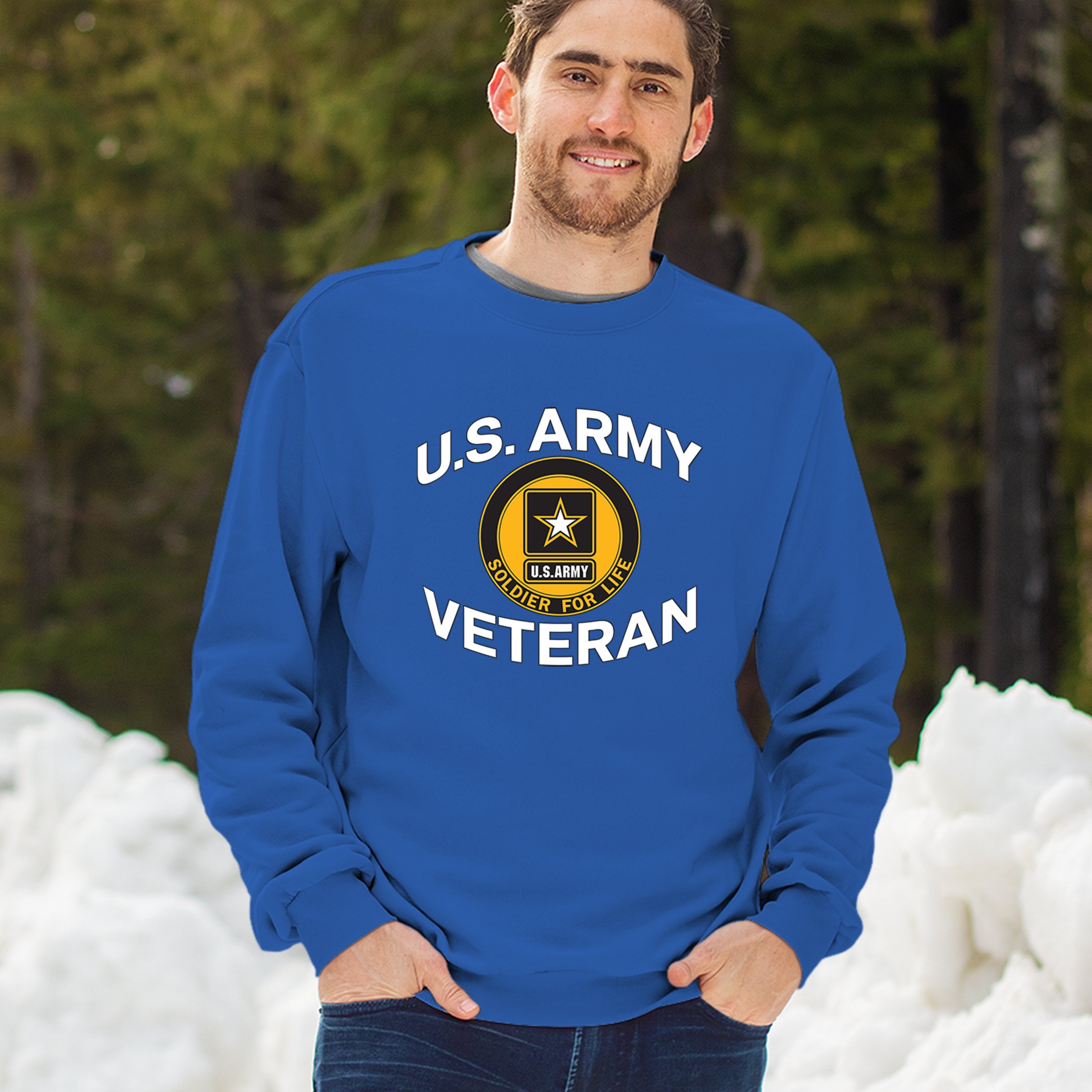 US Army Veteran Soldier For Life Sweatshirt Military DD 214 Patriotic Crewneck