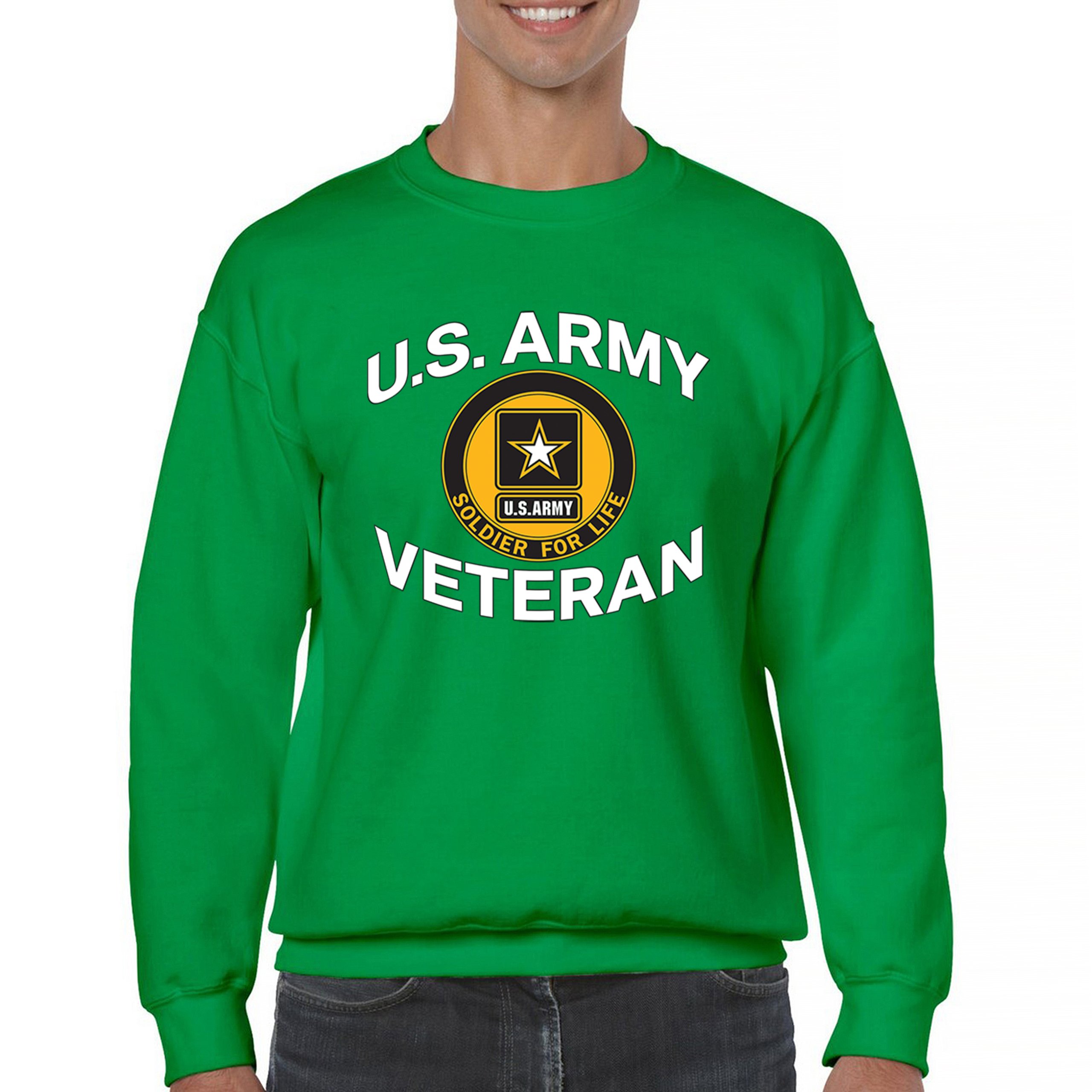 US Army Veteran Soldier For Life Sweatshirt Military DD 214 Patriotic Crewneck