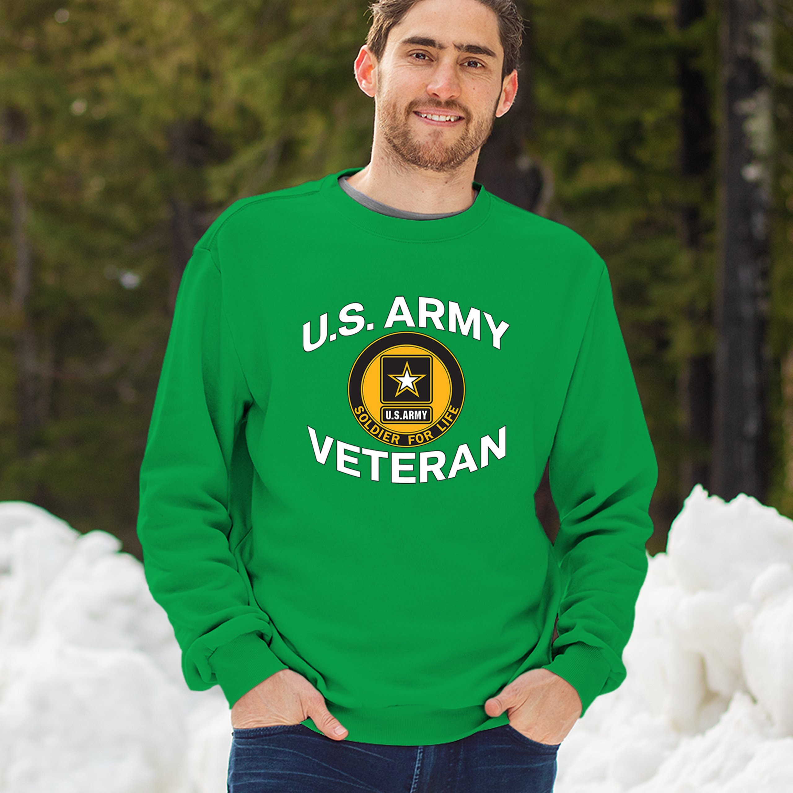 US Army Veteran Soldier For Life Sweatshirt Military DD 214 Patriotic Crewneck