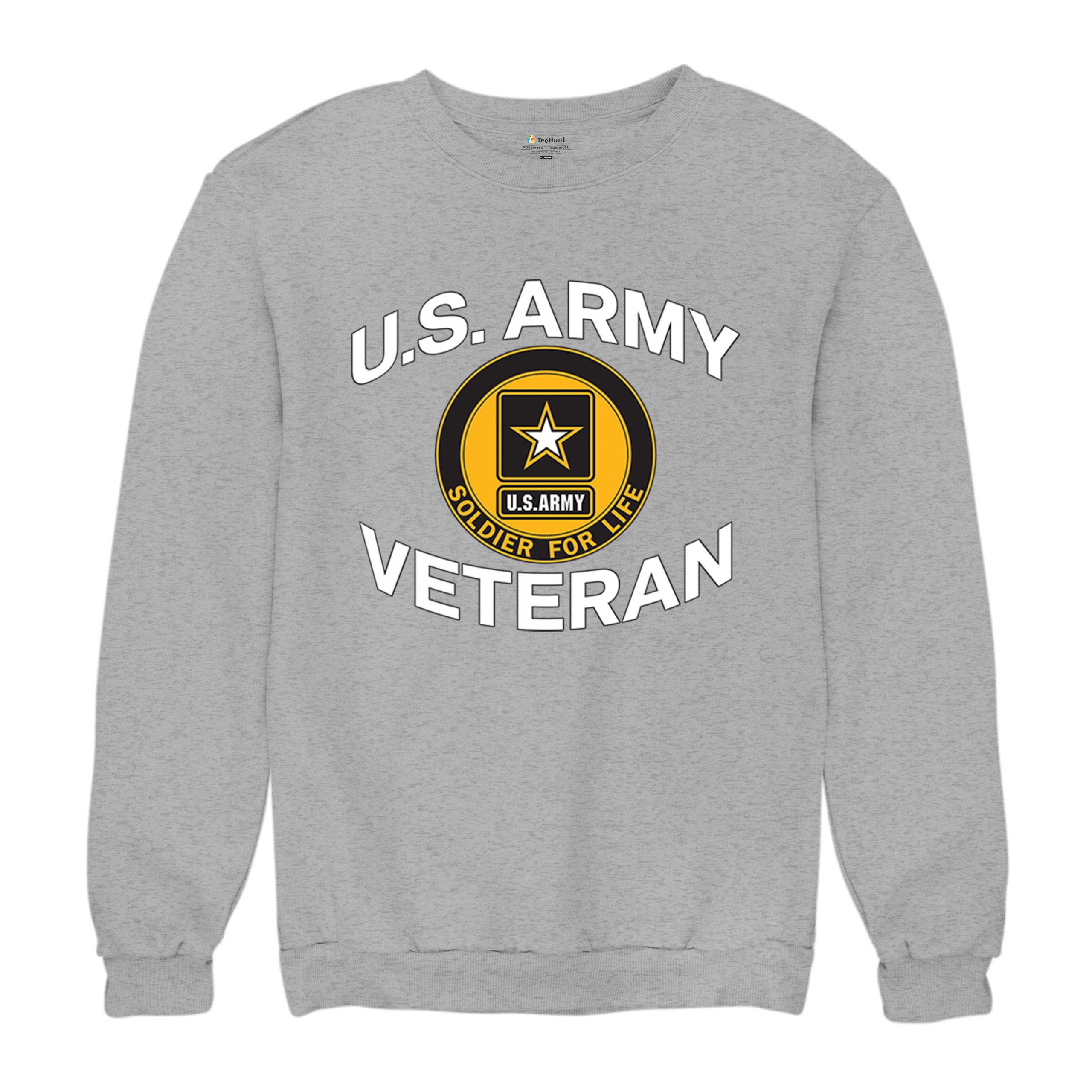 US Army Veteran Soldier For Life Sweatshirt Military DD 214 Patriotic Crewneck