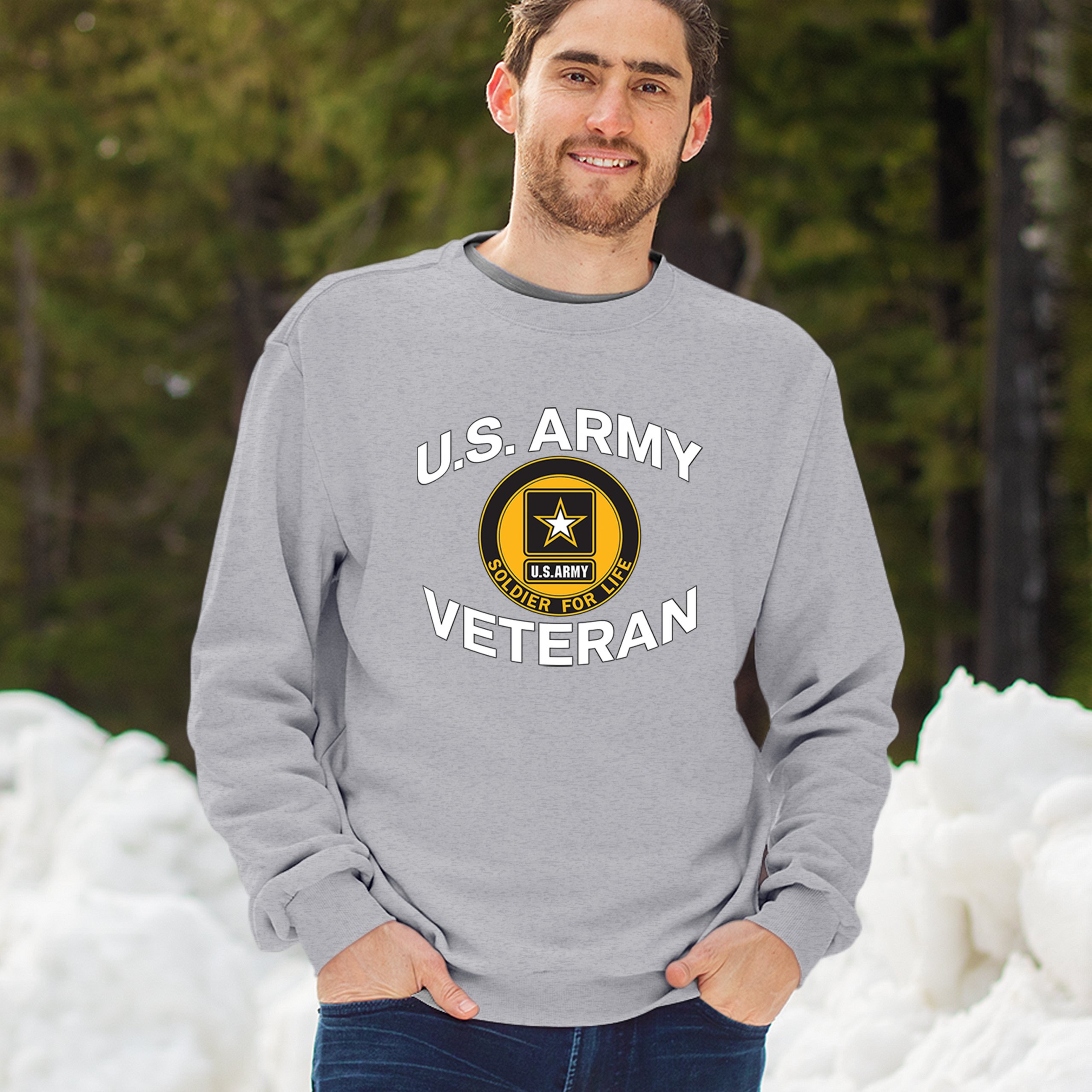 US Army Veteran Soldier For Life Sweatshirt Military DD 214 Patriotic Crewneck