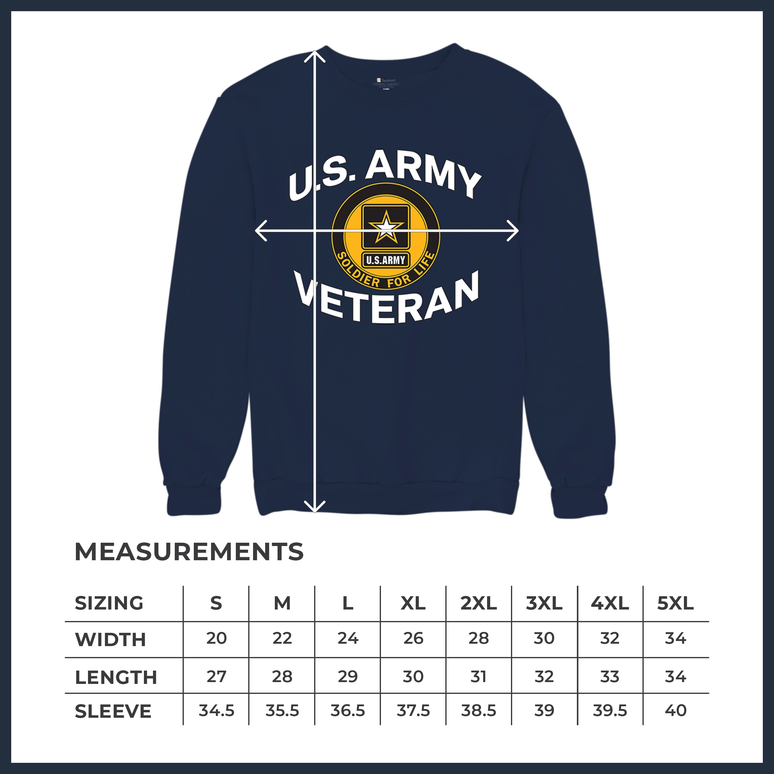 US Army Veteran Soldier For Life Sweatshirt Military DD 214 Patriotic Crewneck