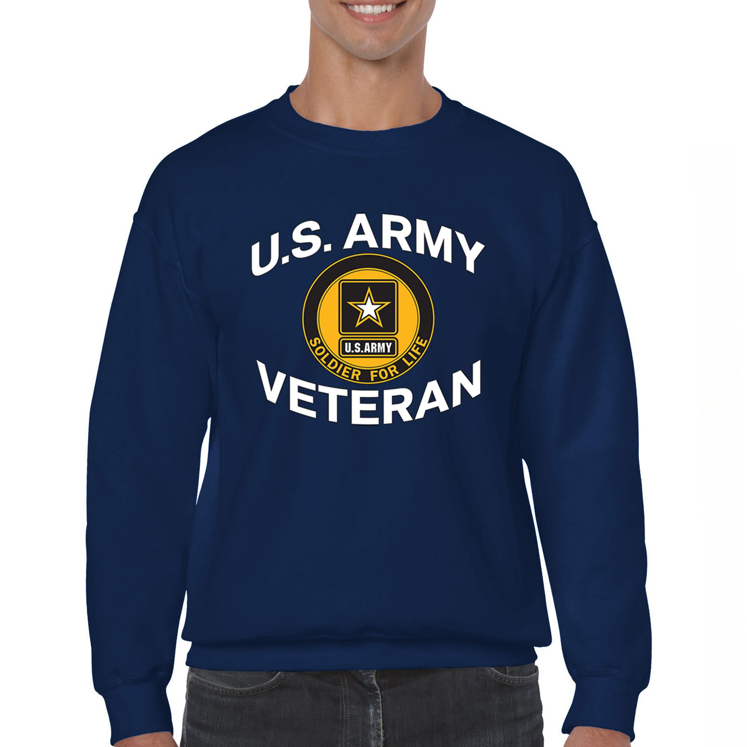 US Army Veteran Soldier For Life Sweatshirt Military DD 214 Patriotic Crewneck