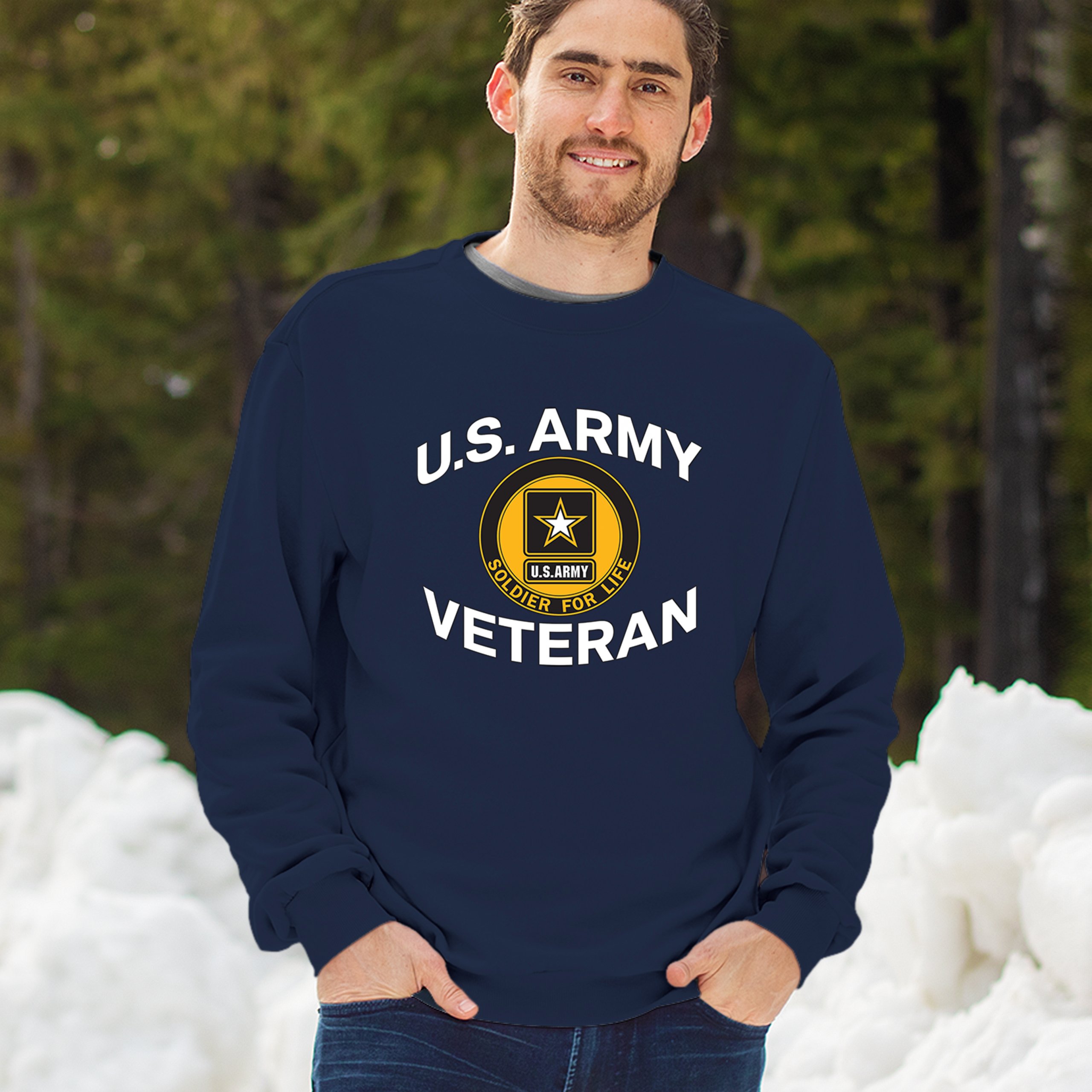 US Army Veteran Soldier For Life Sweatshirt Military DD 214 Patriotic Crewneck