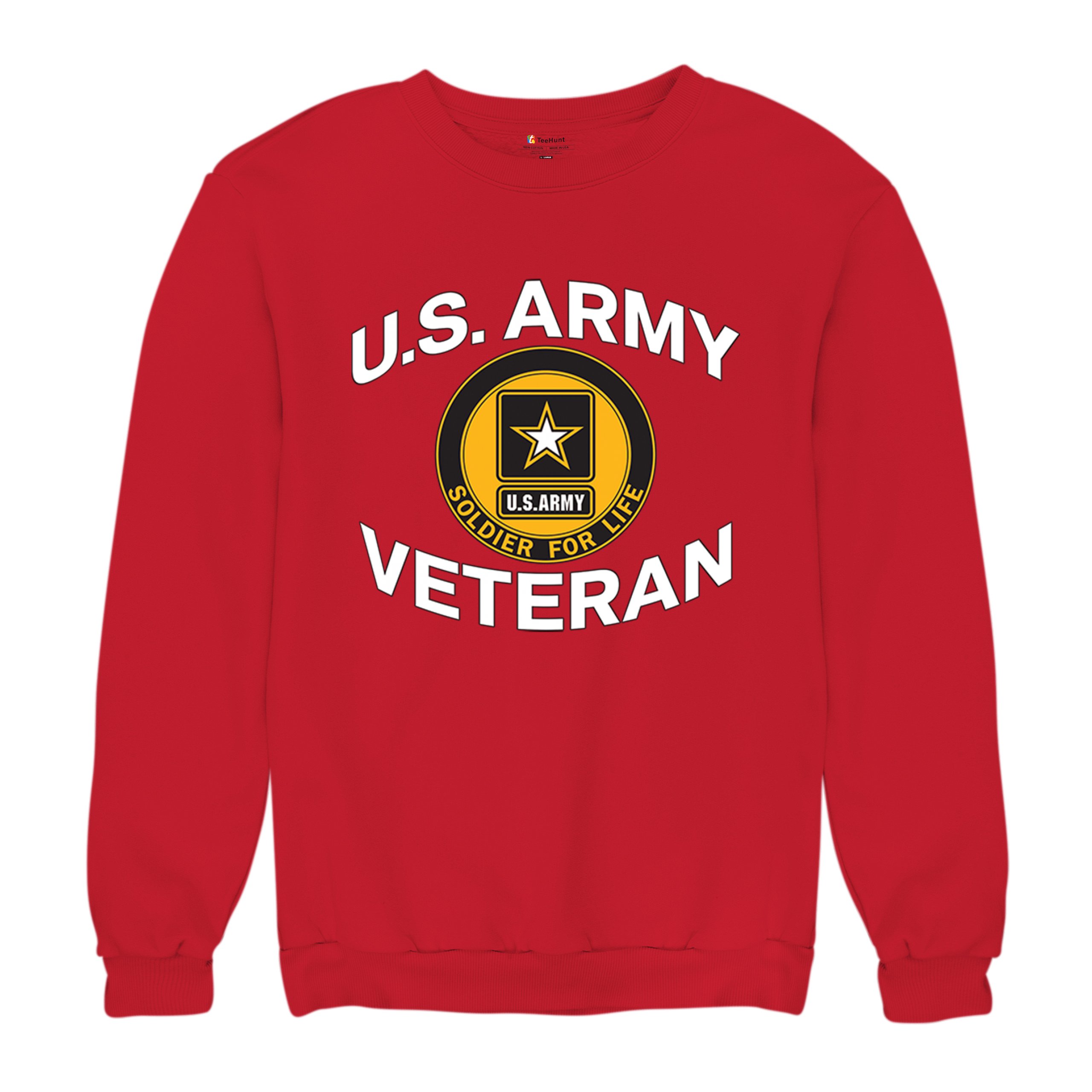 US Army Veteran Soldier For Life Sweatshirt Military DD 214 Patriotic Crewneck