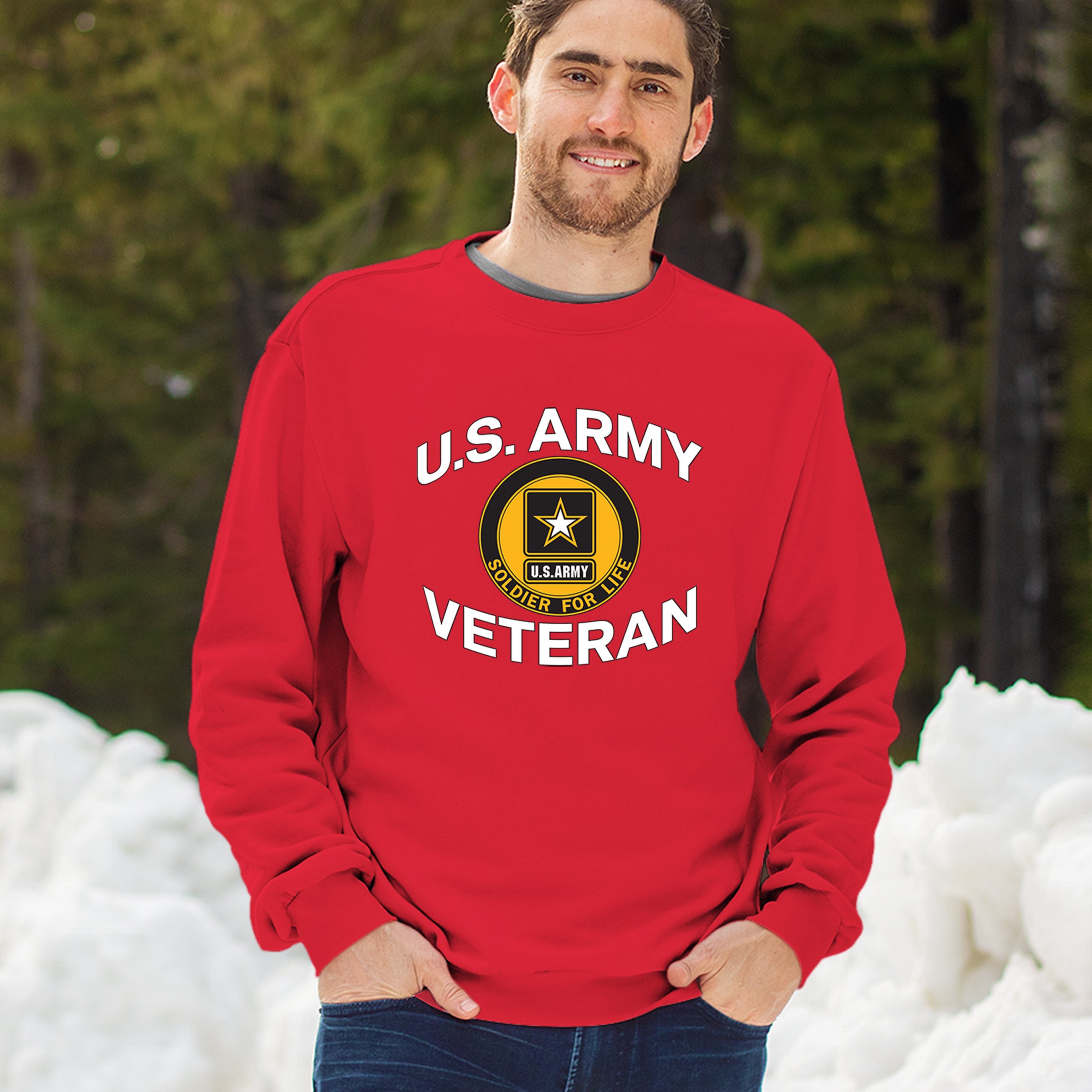 US Army Veteran Soldier For Life Sweatshirt Military DD 214 Patriotic Crewneck