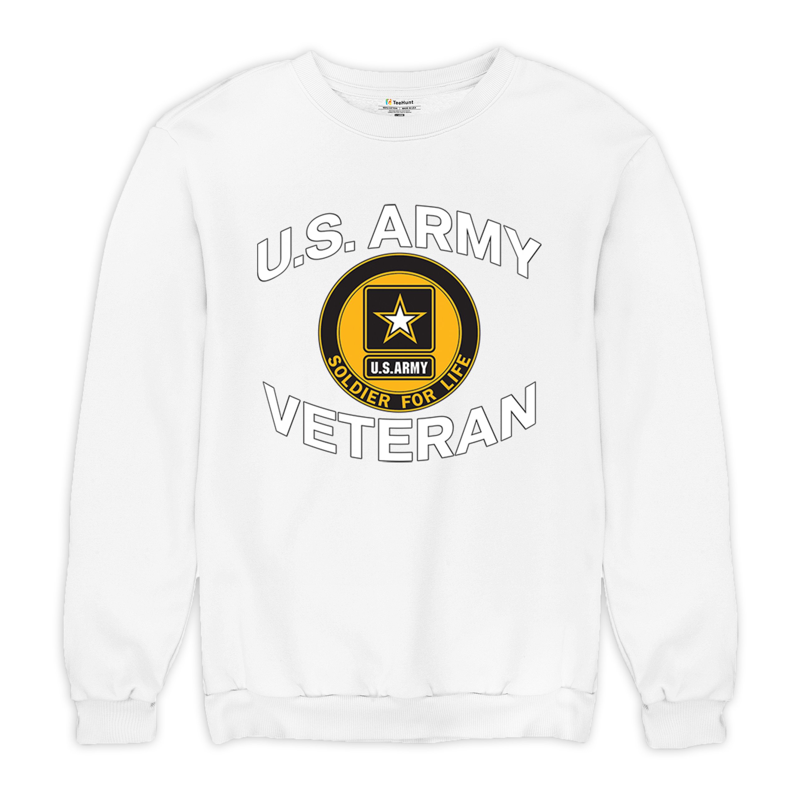 US Army Veteran Soldier For Life Sweatshirt Military DD 214 Patriotic Crewneck