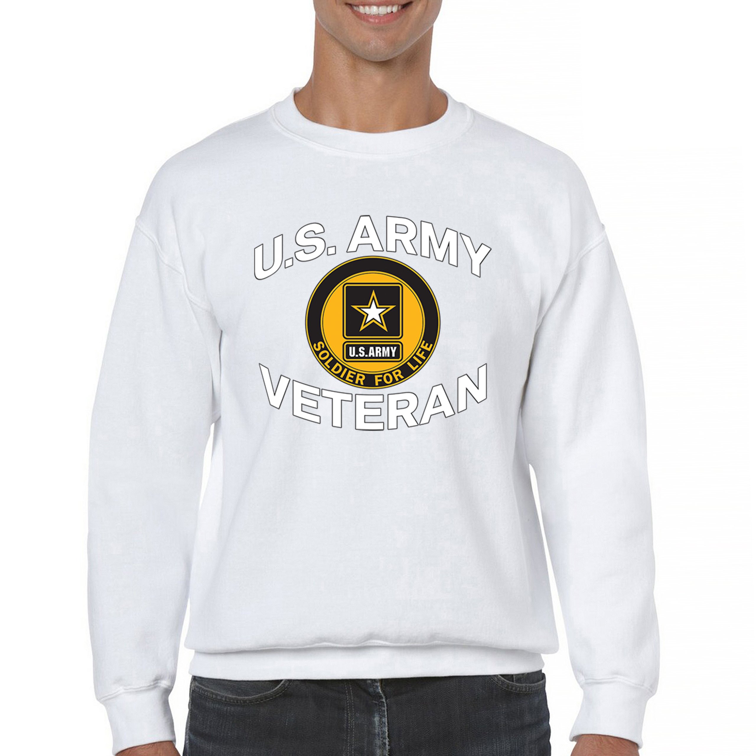 US Army Veteran Soldier For Life Sweatshirt Military DD 214 Patriotic Crewneck