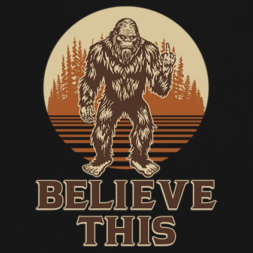 ALTRA Maglietta Bigfoot Believe This manica lunga divertente Sasquatch umorismo dito medio