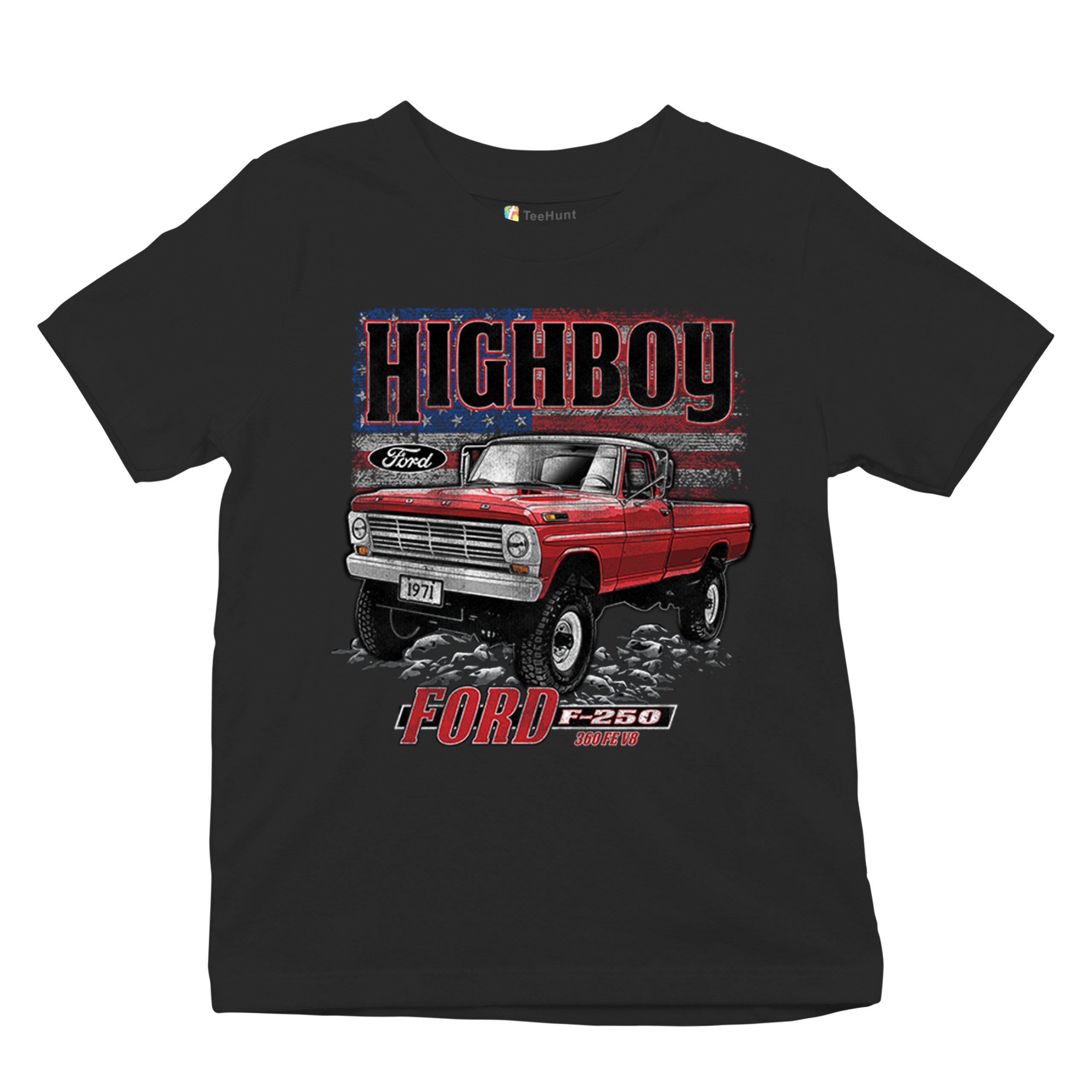 1971 Ford F250 Highboy Youth T-shirt Classic American Pickup Truck 4x4 Kids - Picture 6 of 36
