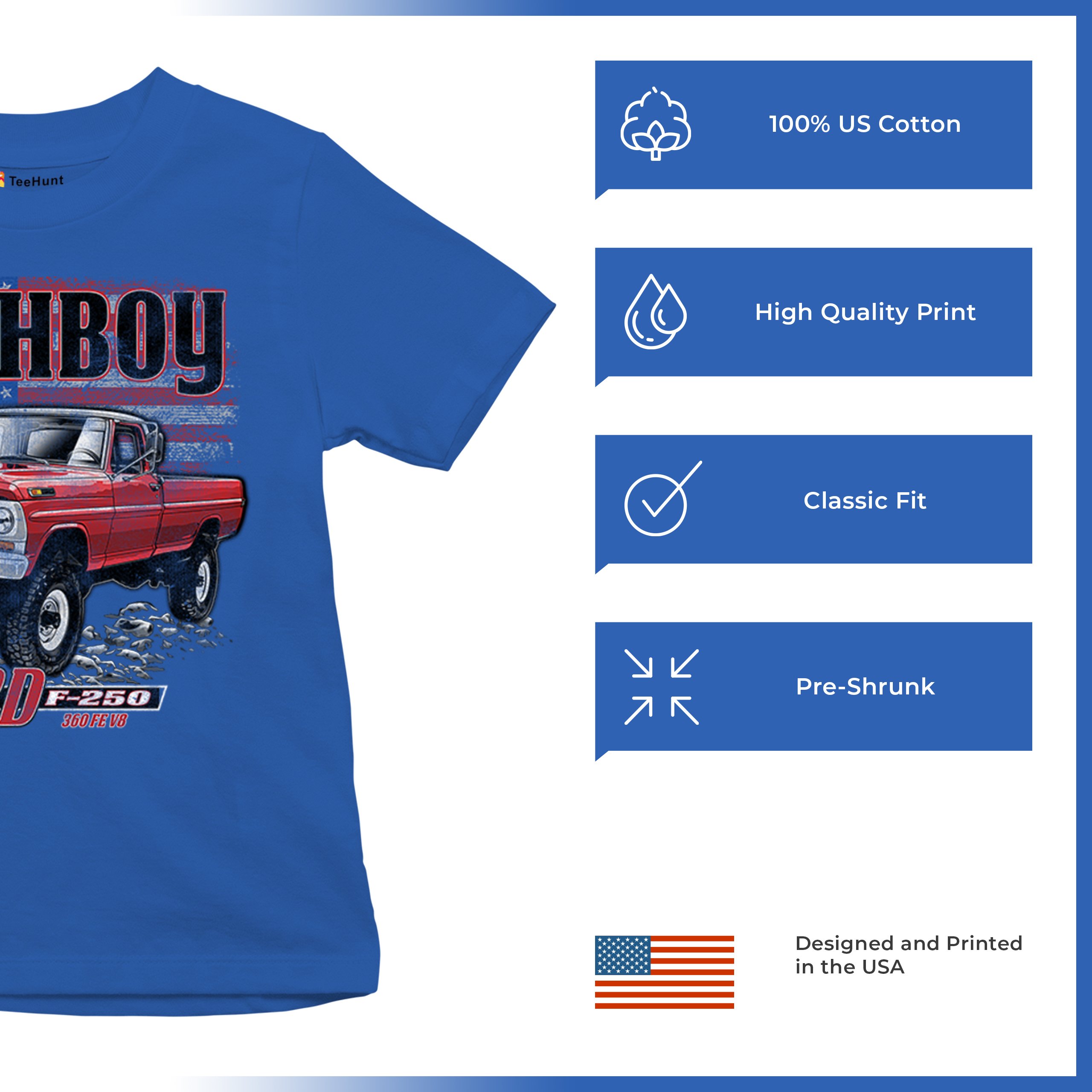 1971 Ford F250 Highboy Youth T-shirt Classic American Pickup Truck 4x4 Kids - Picture 28 of 36
