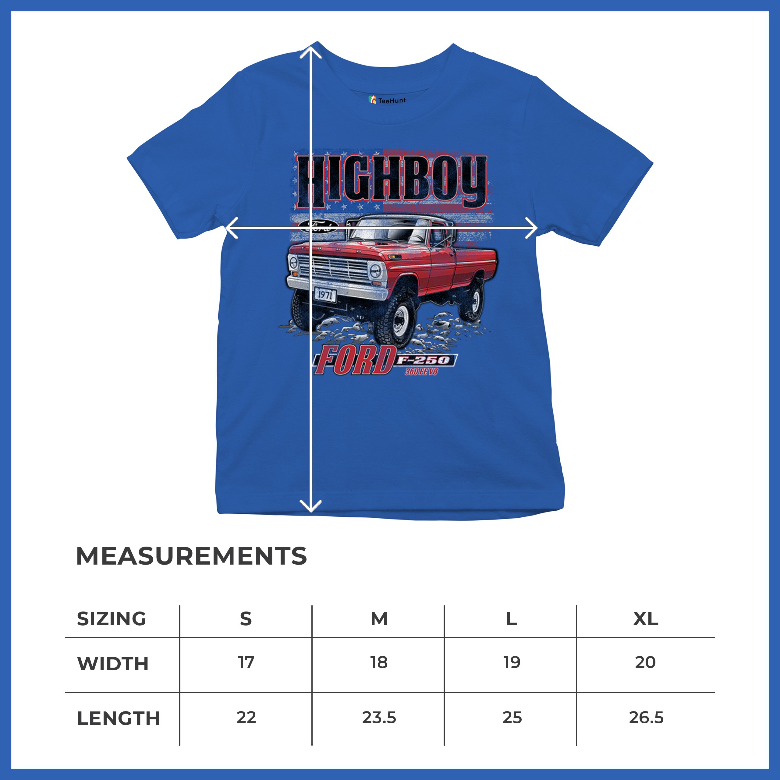 1971 Ford F250 Highboy Youth T-shirt Classic American Pickup Truck 4x4 Kids - Picture 29 of 36