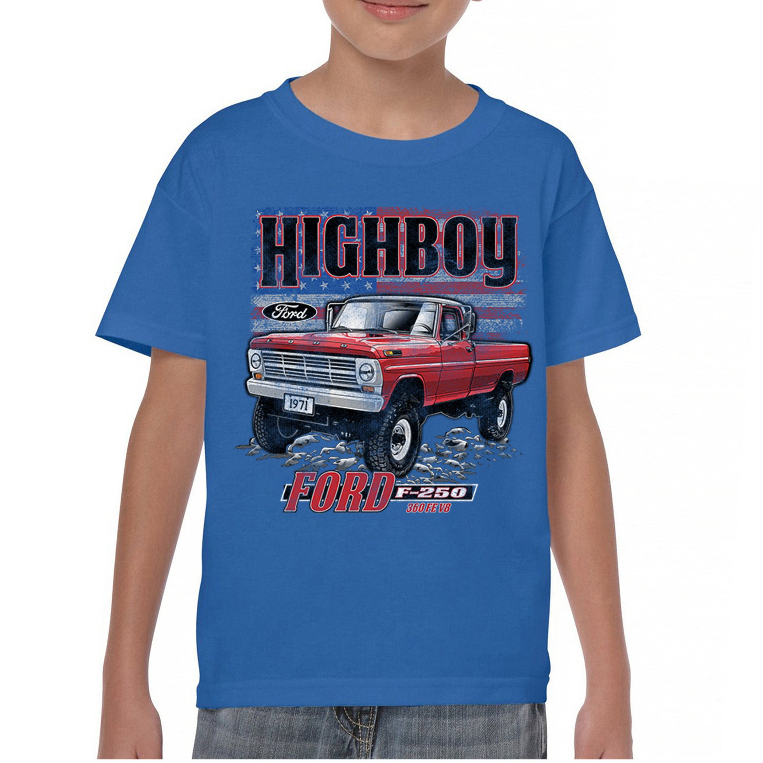 1971 Ford F250 Highboy Youth T-shirt Classic American Pickup Truck 4x4 Kids - Picture 23 of 36