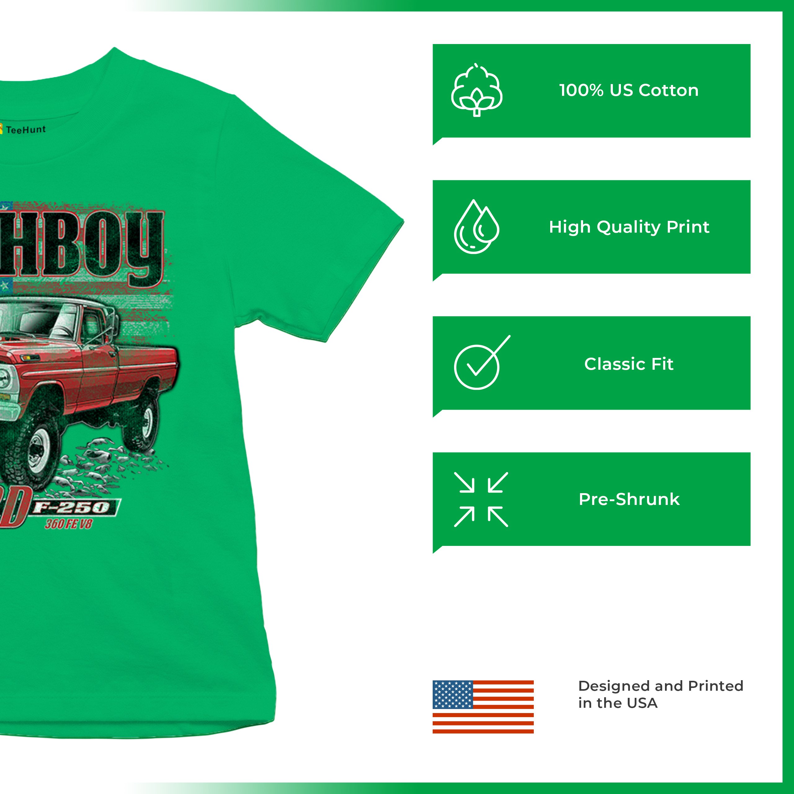 1971 Ford F250 Highboy Youth T-shirt Classic American Pickup Truck 4x4 Kids - Picture 21 of 36