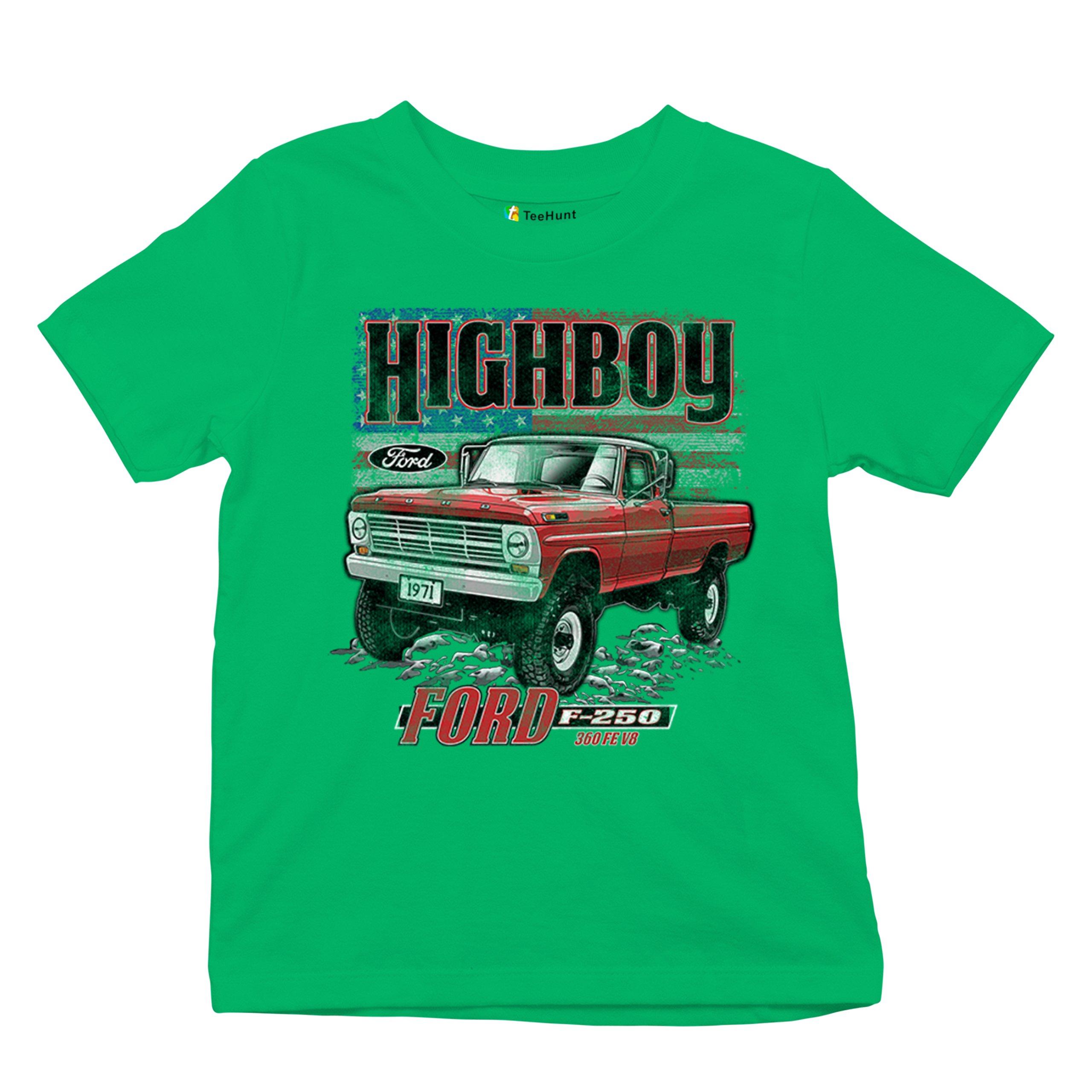 1971 Ford F250 Highboy Youth T-shirt Classic American Pickup Truck 4x4 Kids - Picture 20 of 36