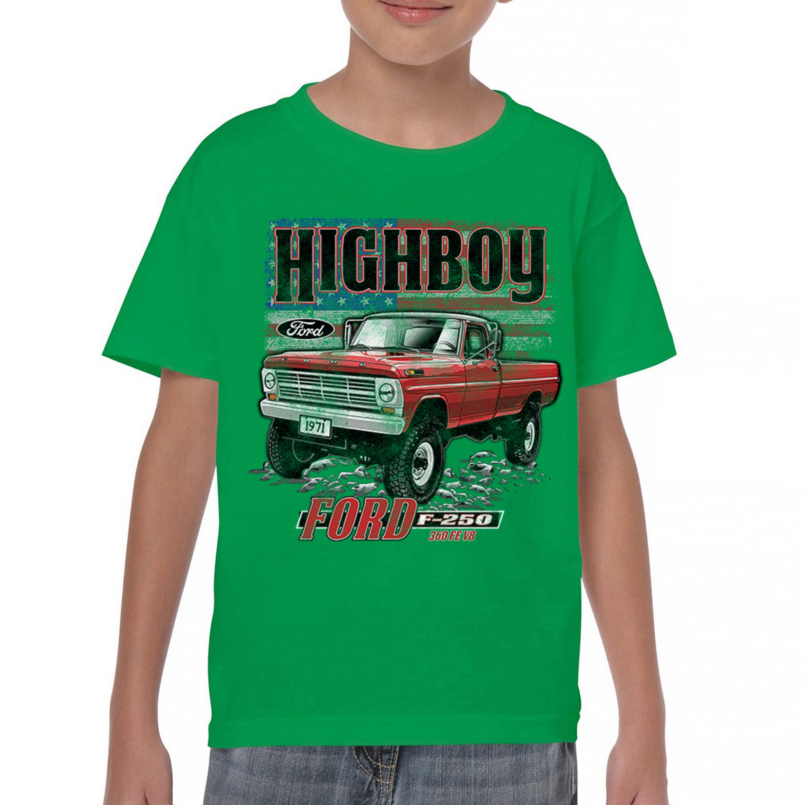 1971 Ford F250 Highboy Youth T-shirt Classic American Pickup Truck 4x4 Kids - Picture 16 of 36