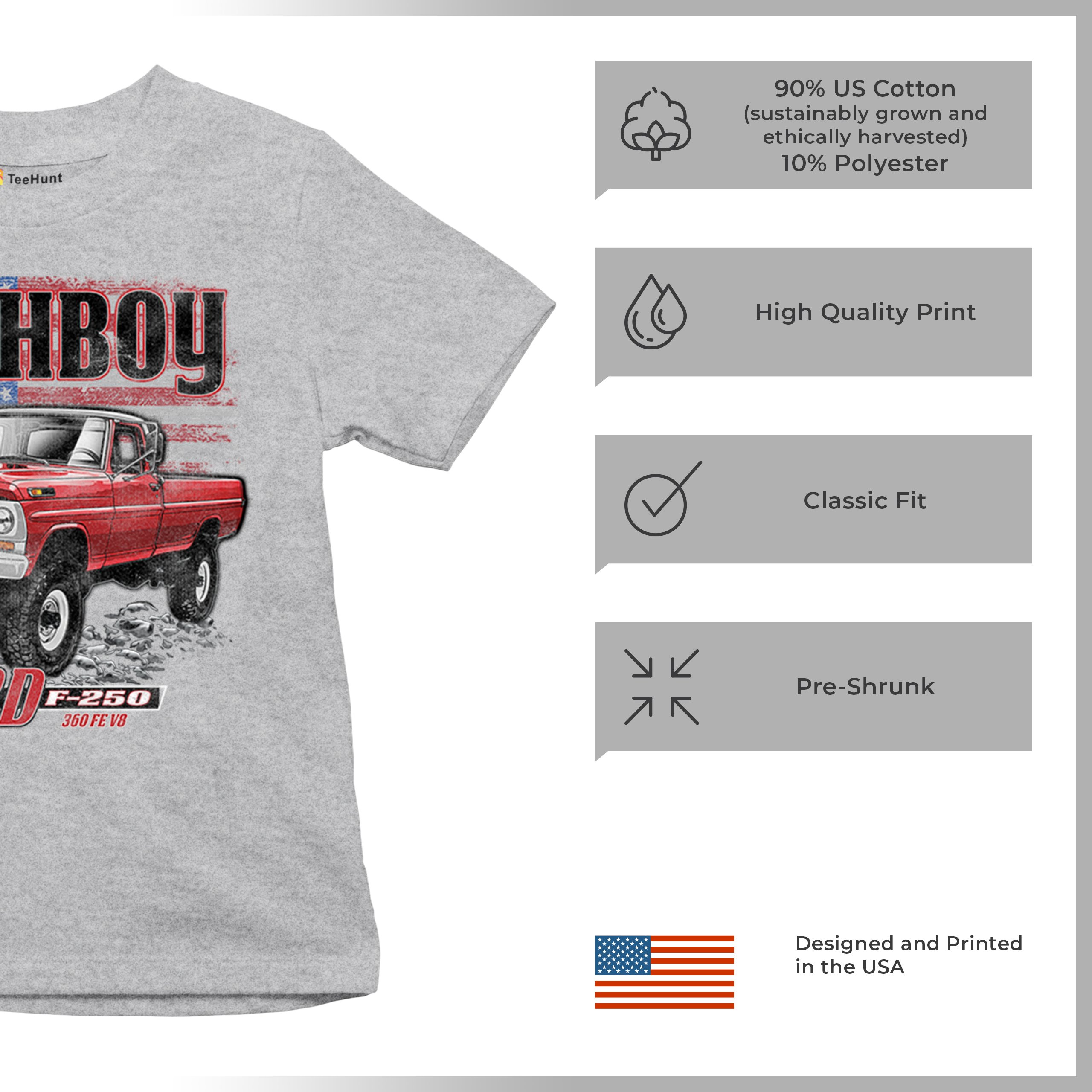 1971 Ford F250 Highboy Youth T-shirt Classic American Pickup Truck 4x4 Kids - Picture 14 of 36