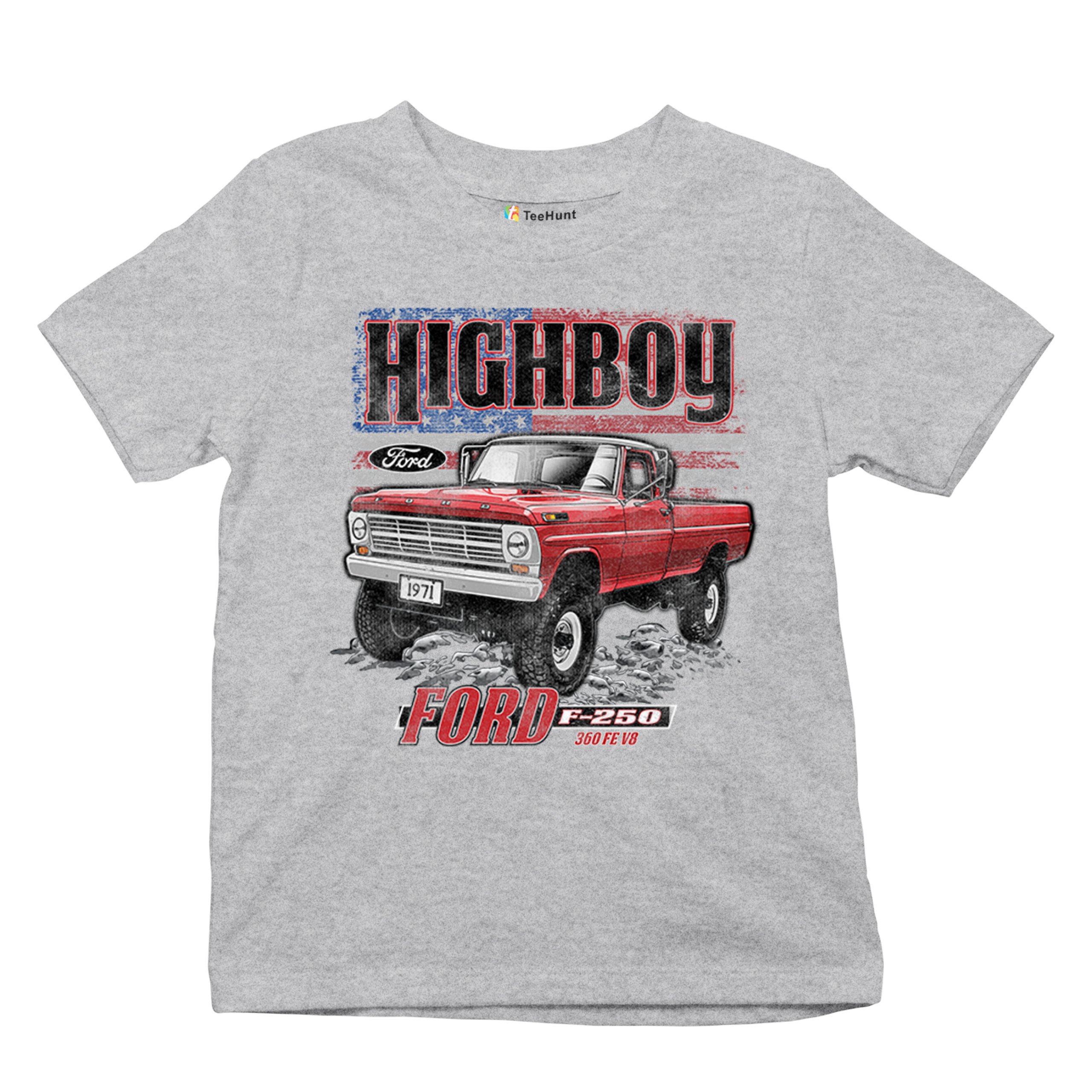 1971 Ford F250 Highboy Youth T-shirt Classic American Pickup Truck 4x4 Kids - Picture 13 of 36
