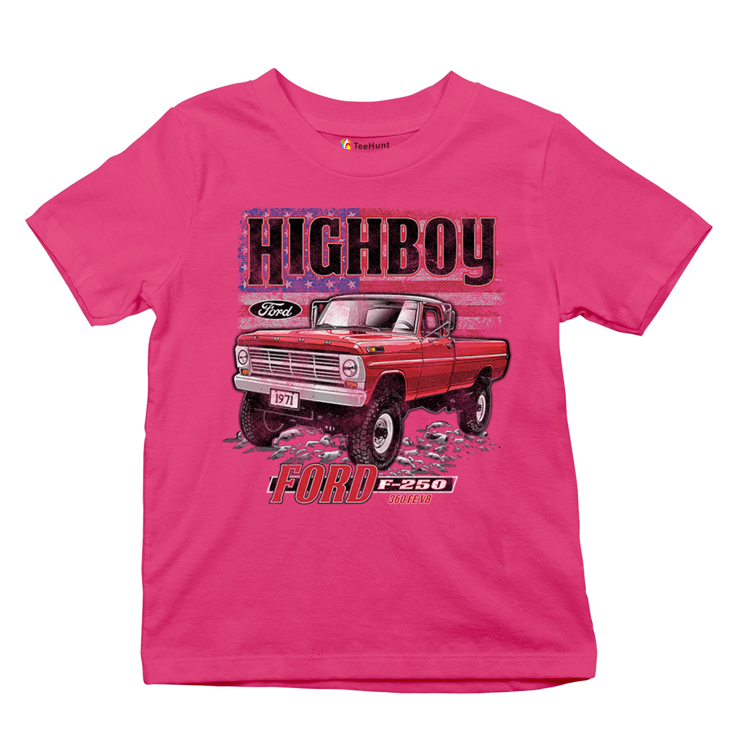 1971 Ford F250 Highboy Youth T-shirt Classic American Pickup Truck 4x4 Kids - Picture 34 of 36