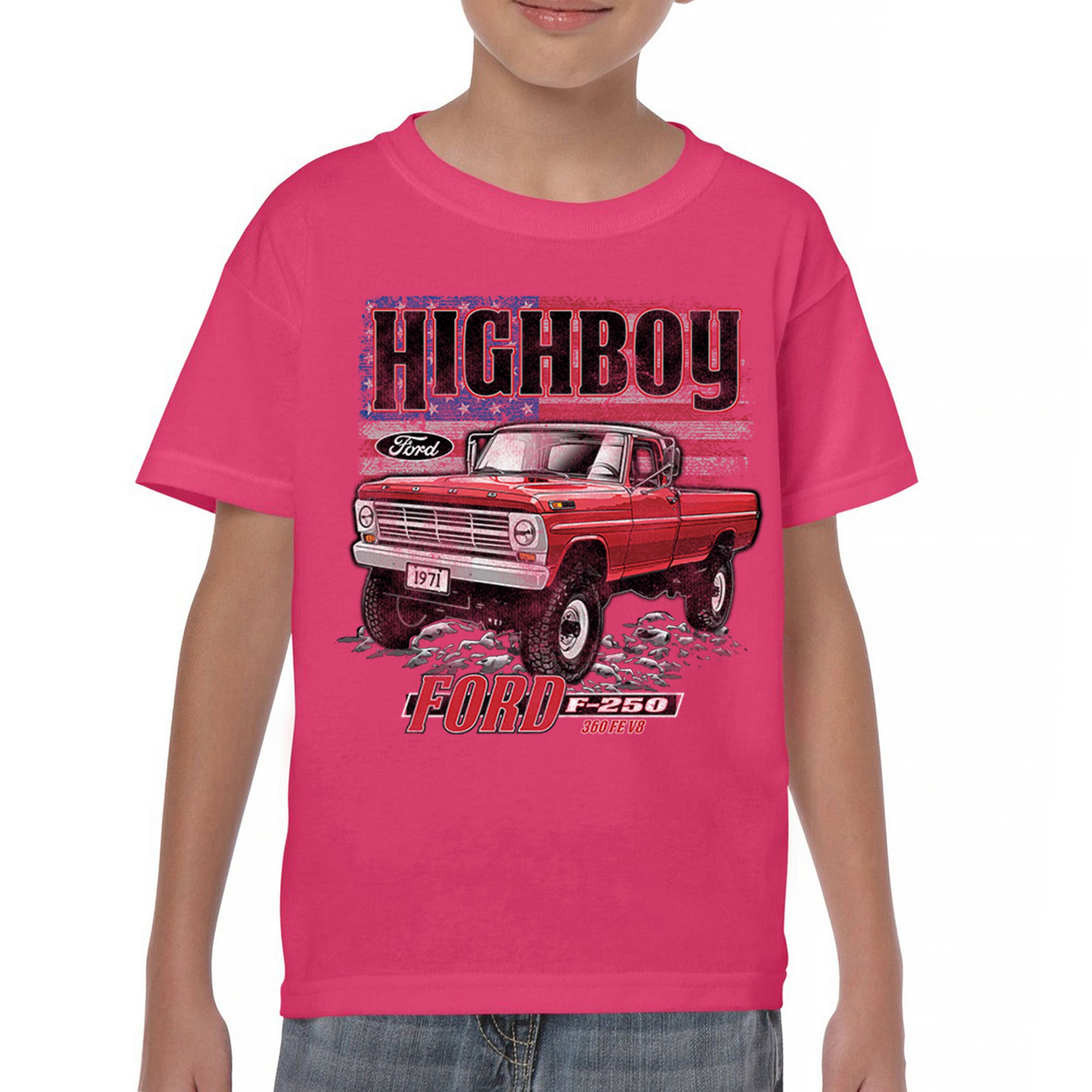 1971 Ford F250 Highboy Youth T-shirt Classic American Pickup Truck 4x4 Kids - Picture 30 of 36