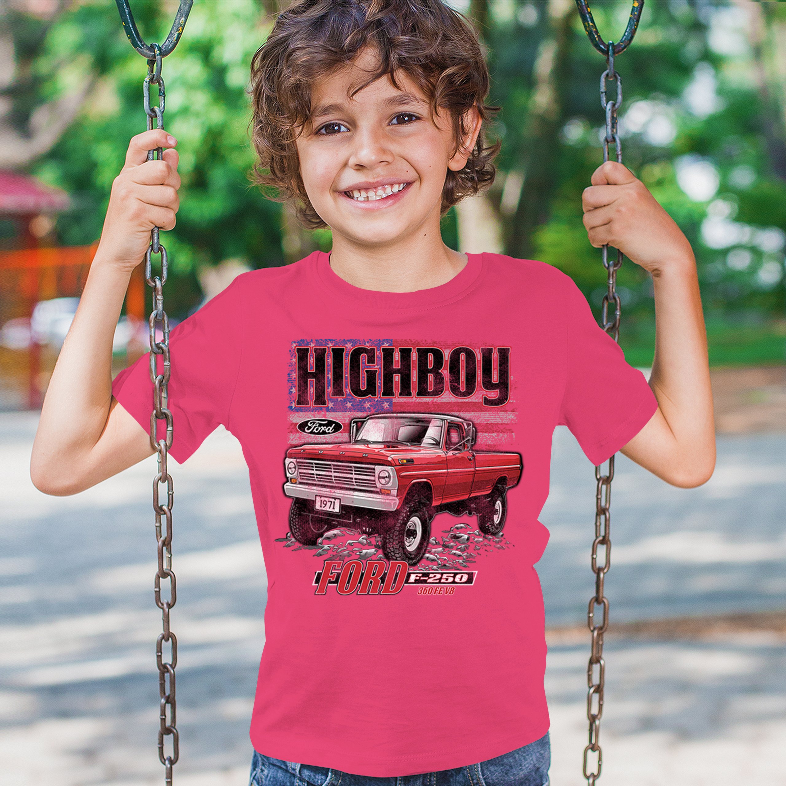 1971 Ford F250 Highboy Youth T-shirt Classic American Pickup Truck 4x4 Kids - Picture 33 of 36