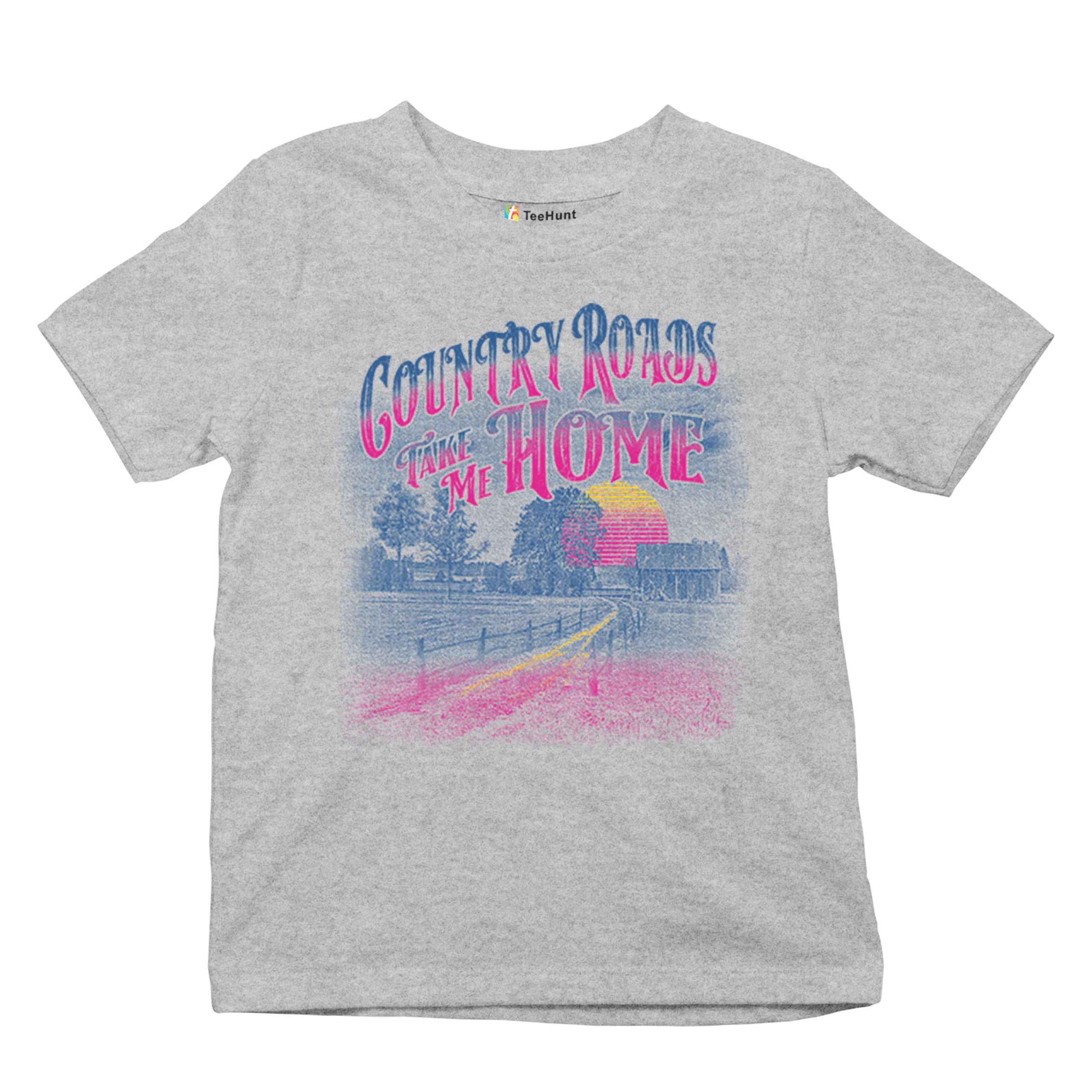 Country Roads Take Me Home Youth T-shirt Vintage Farm Life Sunset Kids - Picture 13 of 22