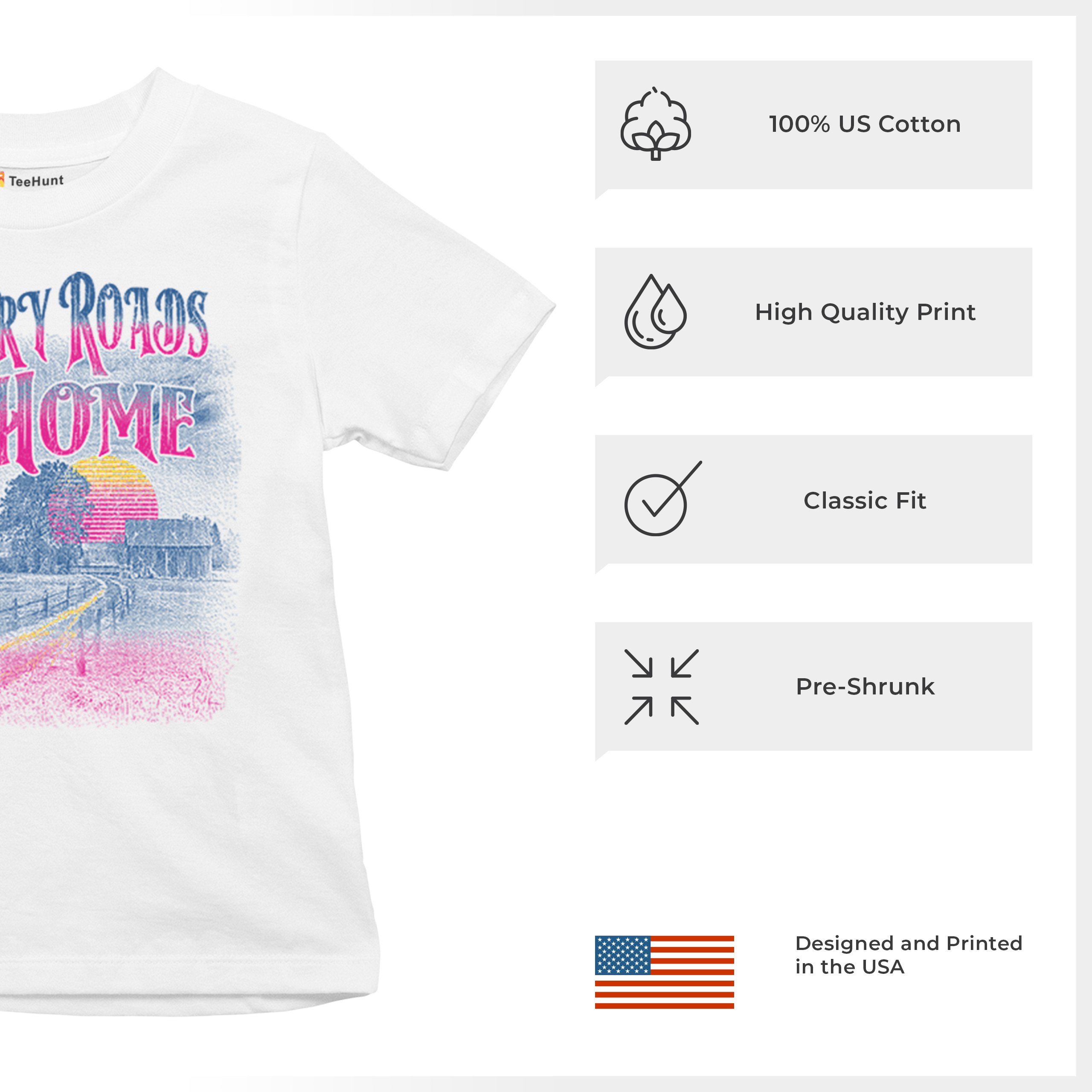 Country Roads Take Me Home Youth T-shirt Vintage Farm Life Sunset Kids - Picture 21 of 22
