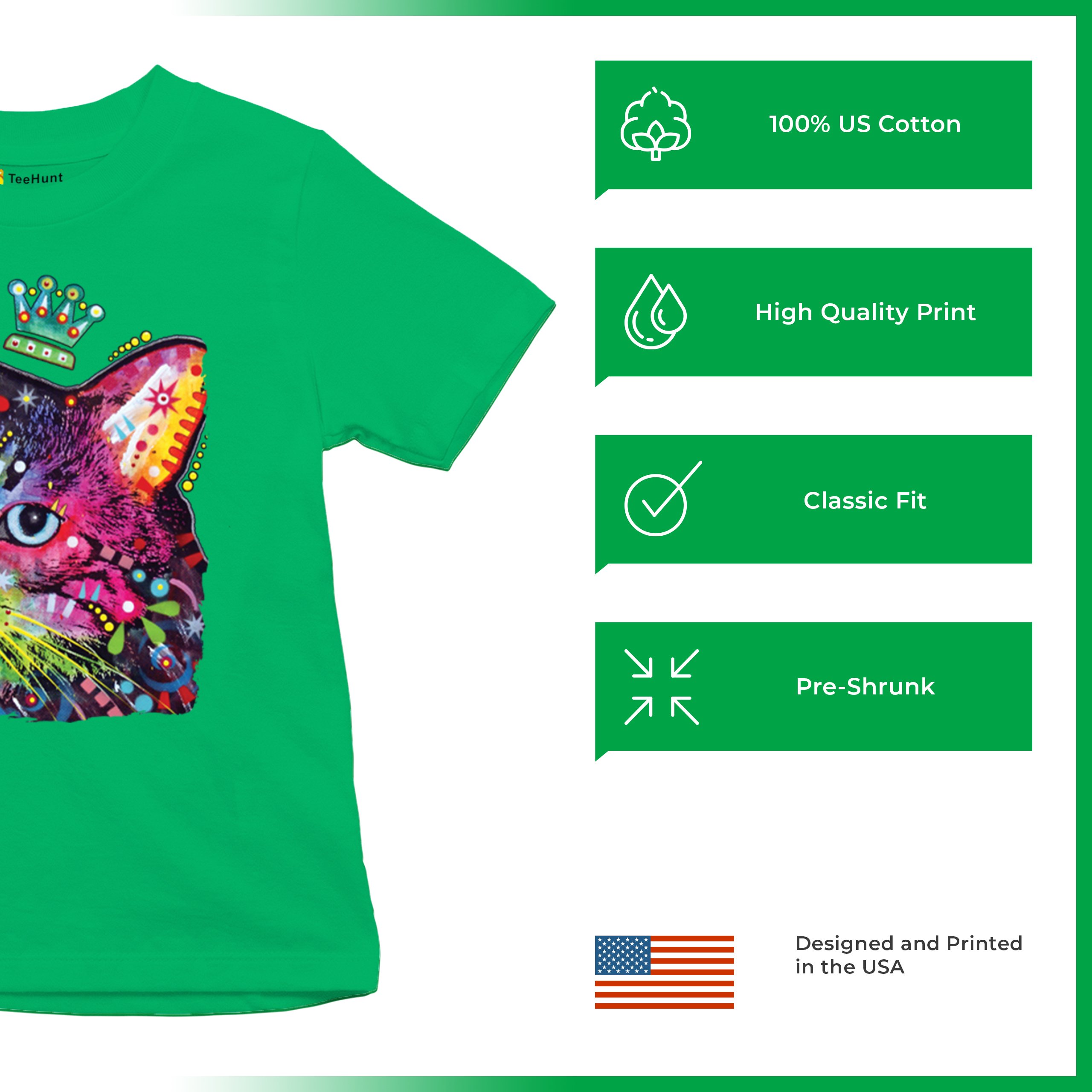 Cute Thinking Crowned Cat Youth T-shirt Dean Russo Colorful Kitten Kids - Picture 35 of 50