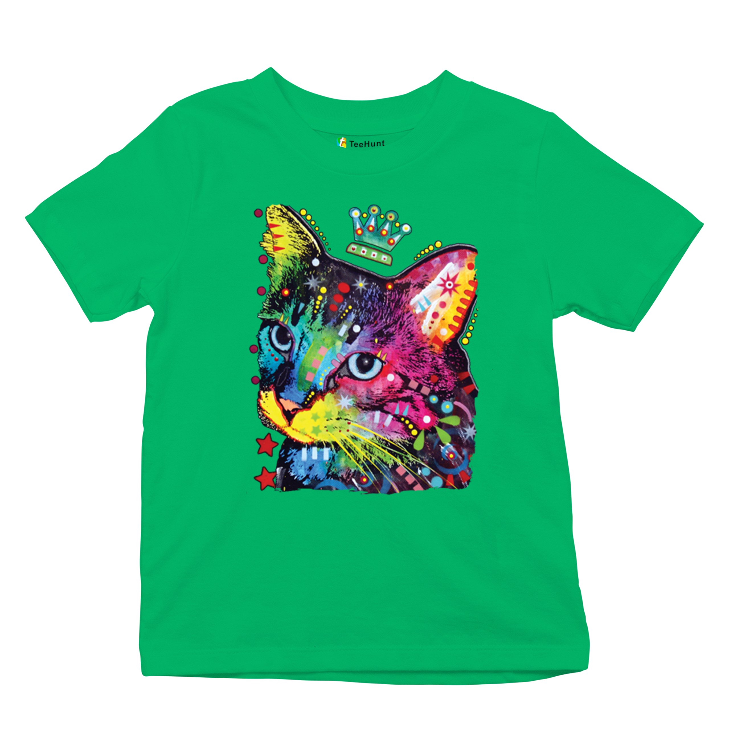 Cute Thinking Crowned Cat Youth T-shirt Dean Russo Colorful Kitten Kids - Picture 34 of 50