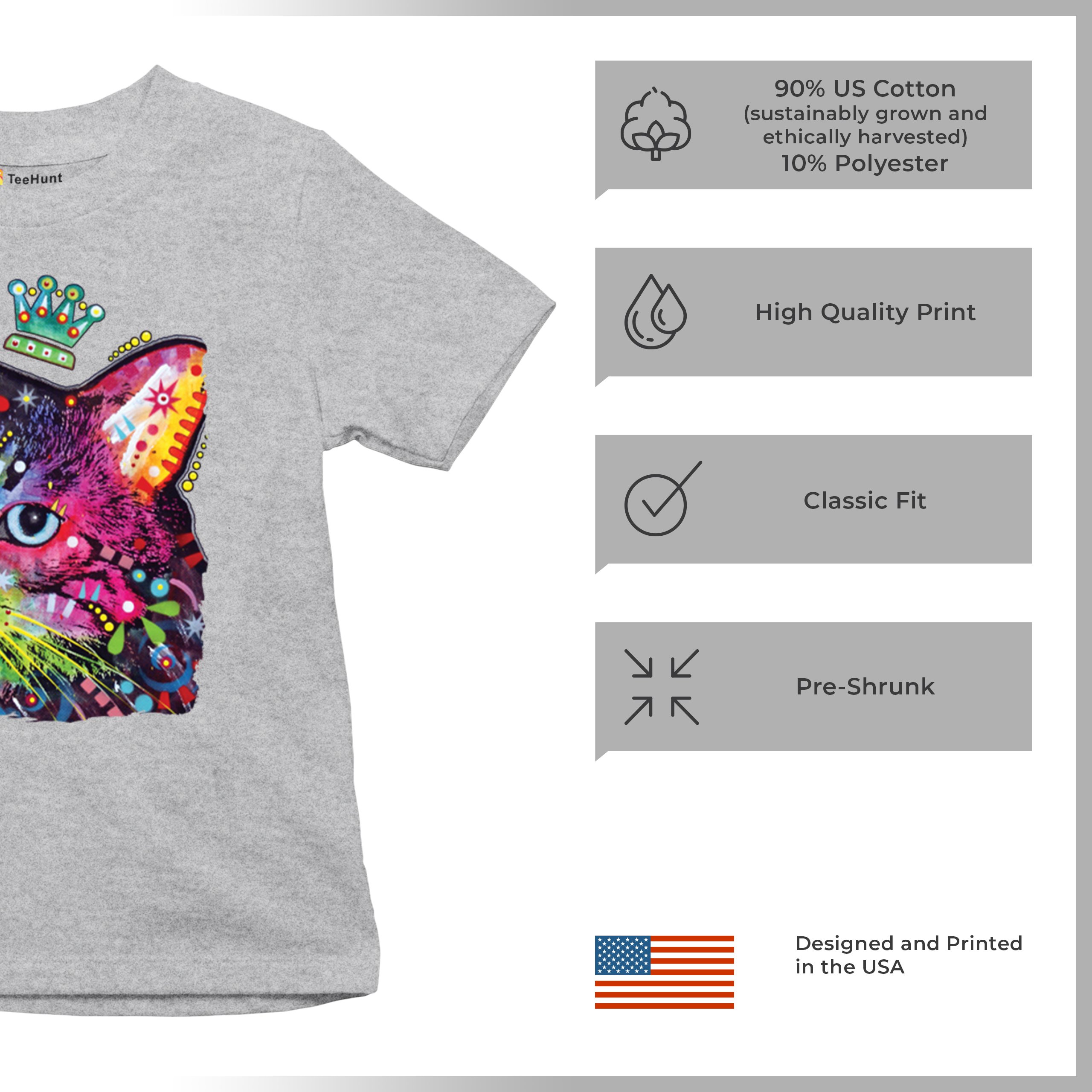Cute Thinking Crowned Cat Youth T-shirt Dean Russo Colorful Kitten Kids - Picture 14 of 50