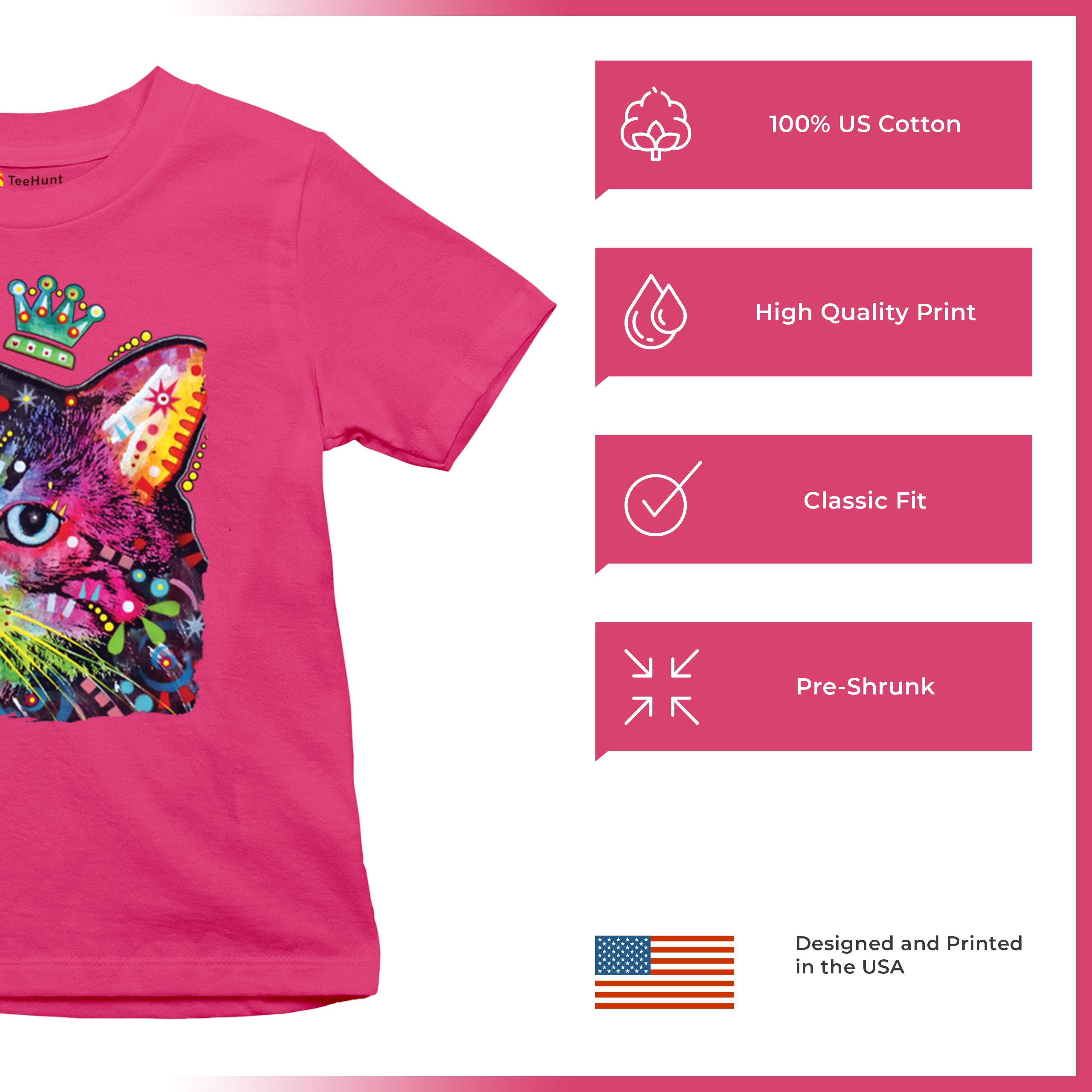 Cute Thinking Crowned Cat Youth T-shirt Dean Russo Colorful Kitten Kids - Picture 49 of 50