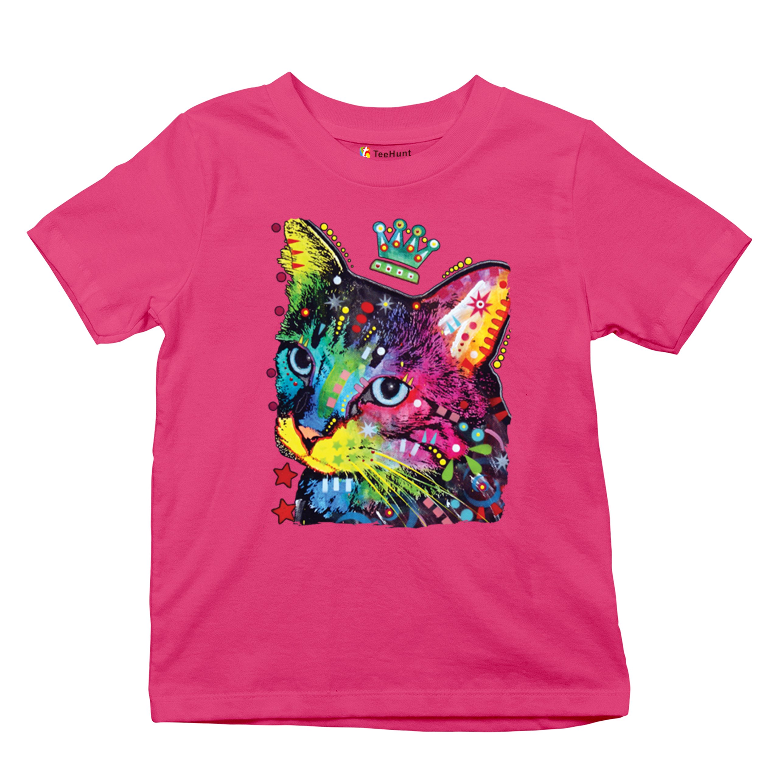 Cute Thinking Crowned Cat Youth T-shirt Dean Russo Colorful Kitten Kids - Picture 48 of 50
